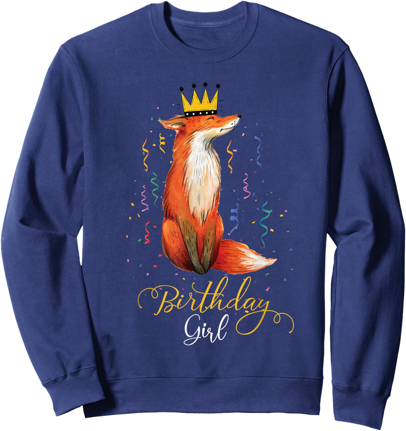 girls animal Lovers Birthday Girl Fox Themed B-day Party Sweatshirt - Sweatshirt | Navy