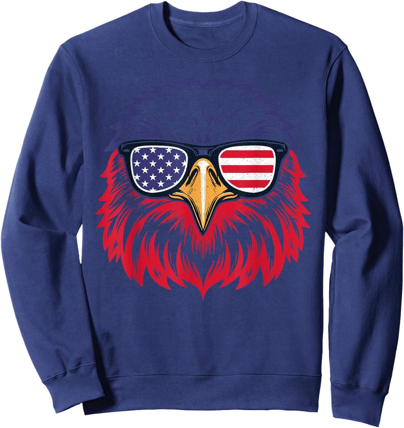Patriotic Eagle Funny 4th of July US American Flag Men Women Sweatshirt - Sweatshirt | Navy