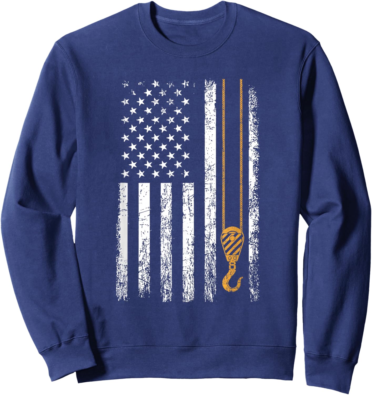 Crane Operator American Flag, Crane Operator Sweatshirt - Sweatshirt | Navy