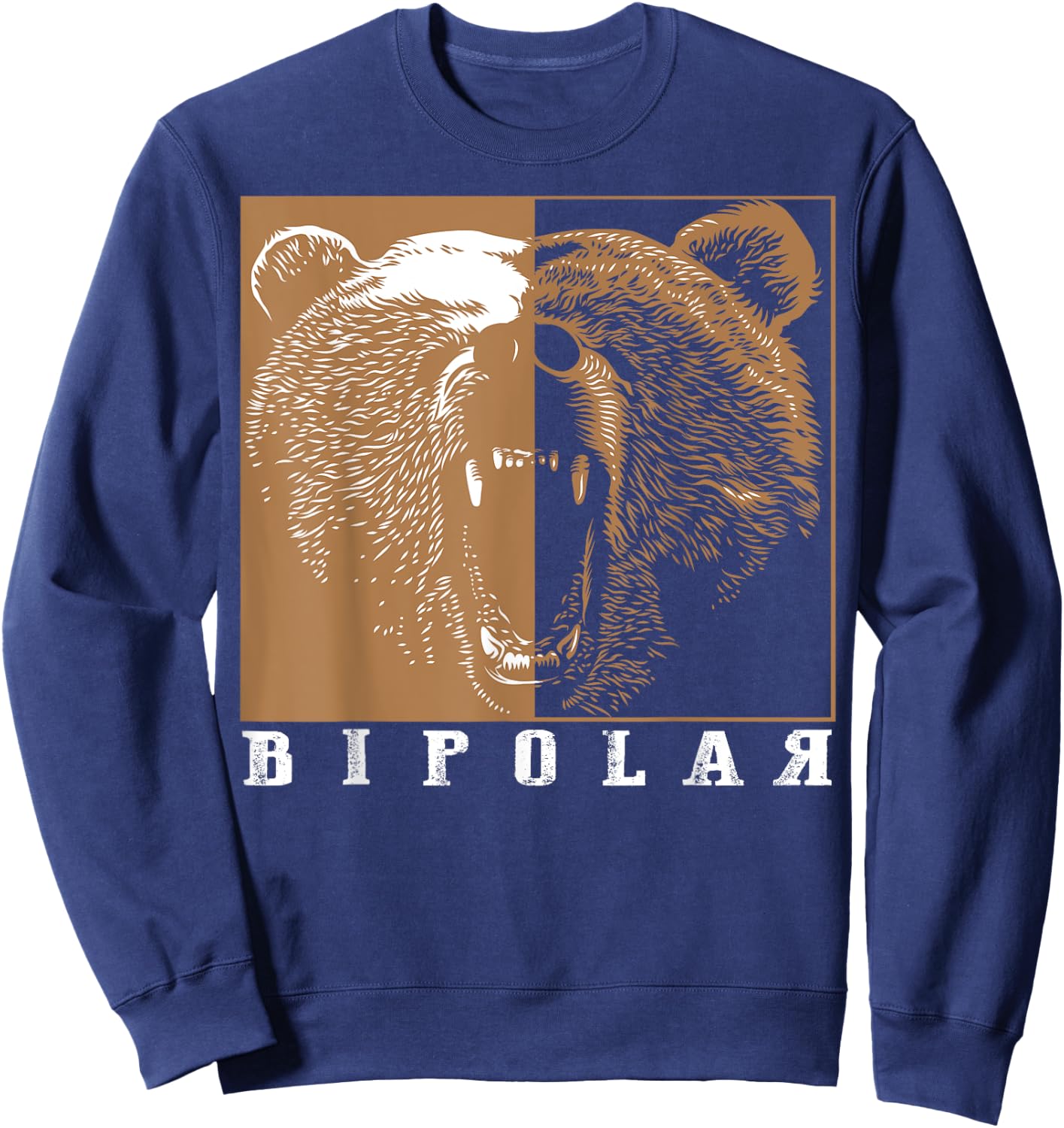 Bipolar | Cute Mental Disorder Polar Bear Gift Sweatshirt - Sweatshirt | Navy