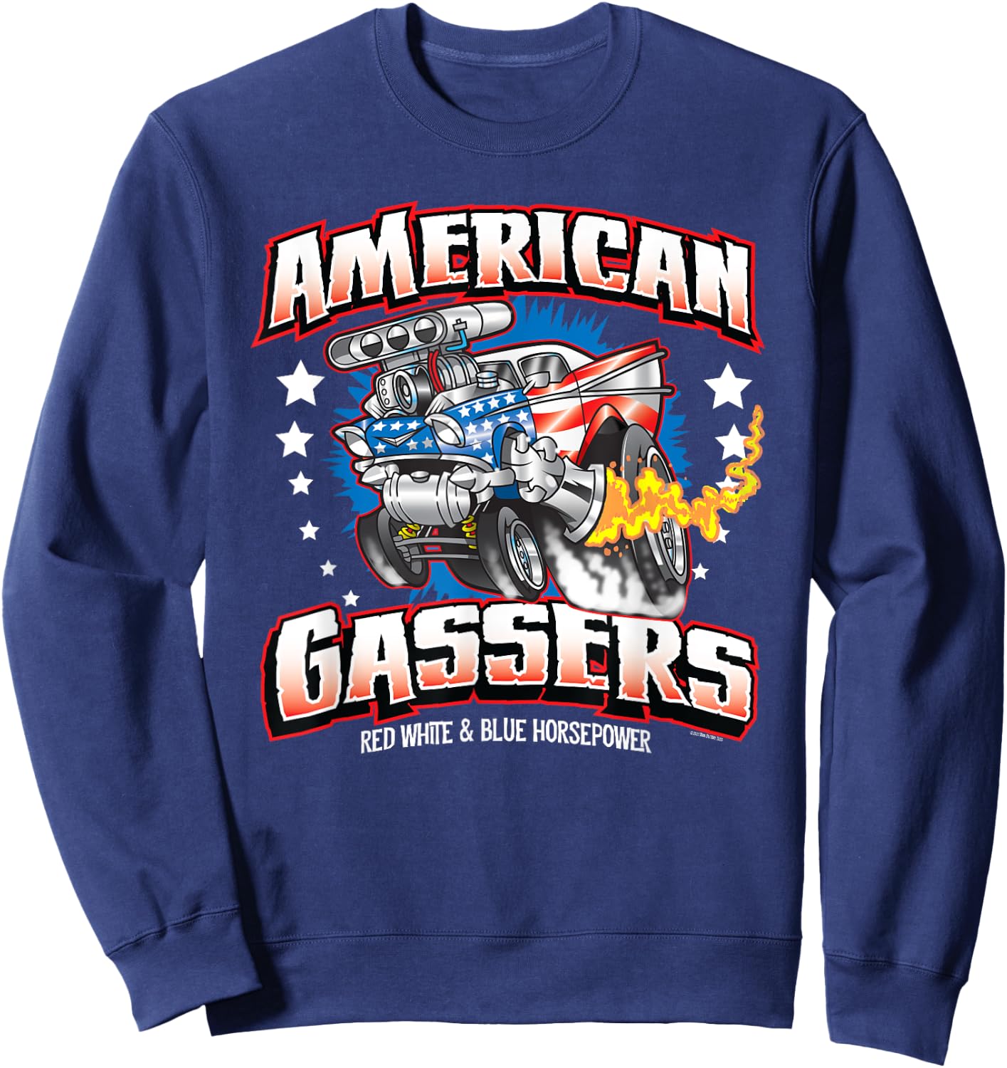 Gasser Hot Rod American Made Classic Car Horsepower Sweatshirt - Sweatshirt | Navy