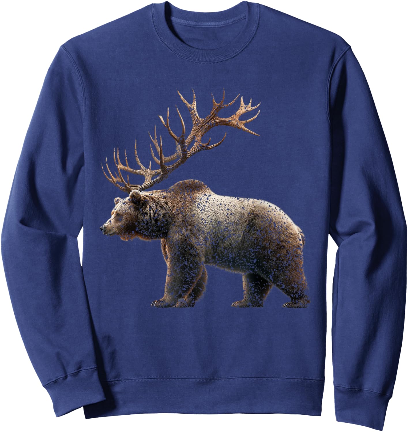 Beer Grizzly Bear With Antlers Bear Deer Beer Sweatshirt - Sweatshirt | Navy