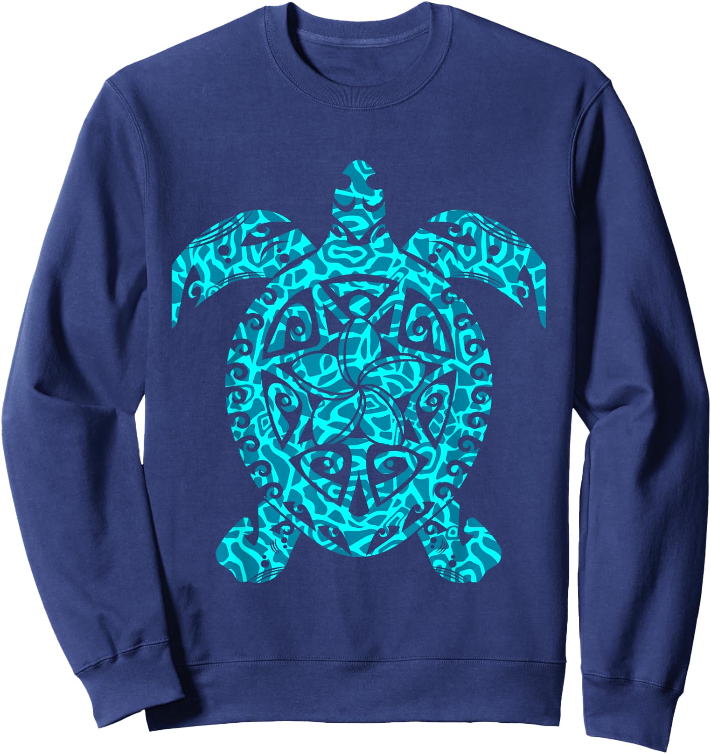 Polynesia Maori Turtle Honu Plumeria Tribal Tattoo Maori Art Sweatshirt - Sweatshirt | Navy
