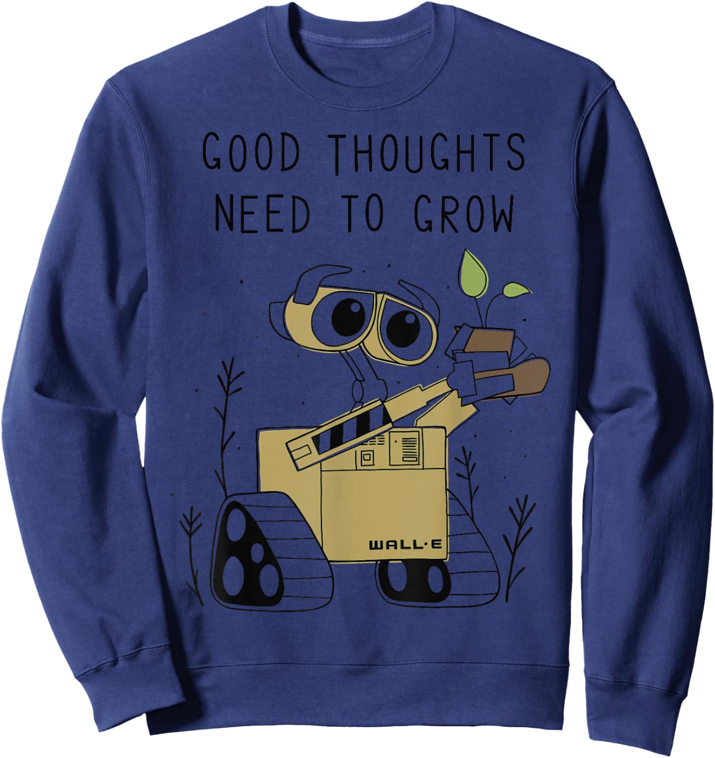 Disney Pixar Wall-E Good Thoughts Need to Grow Line Art Sweatshirt - Sweatshirt | Navy