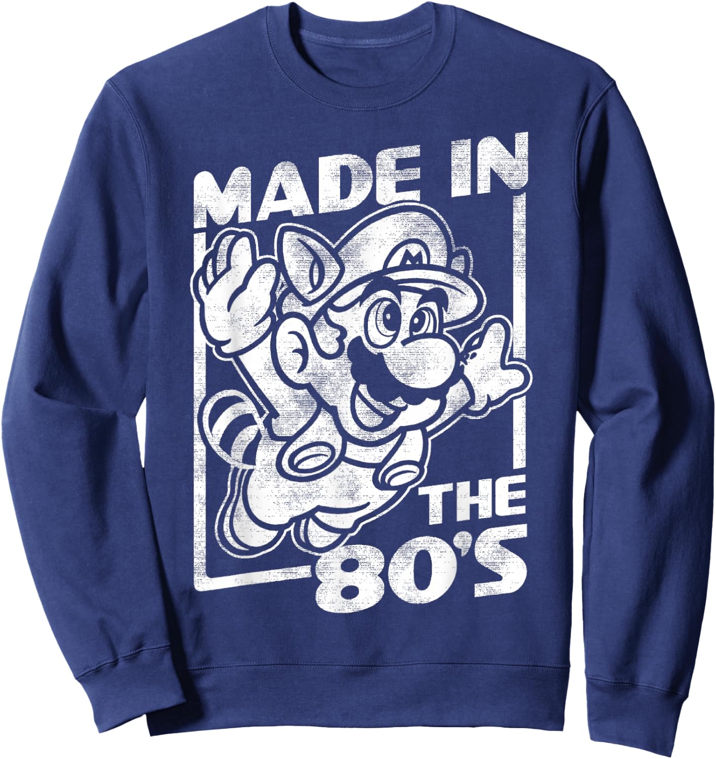 Super Mario Bros 3 Tanooki Mario Made In The 80's Vintage Sweatshirt - Sweatshirt | Navy