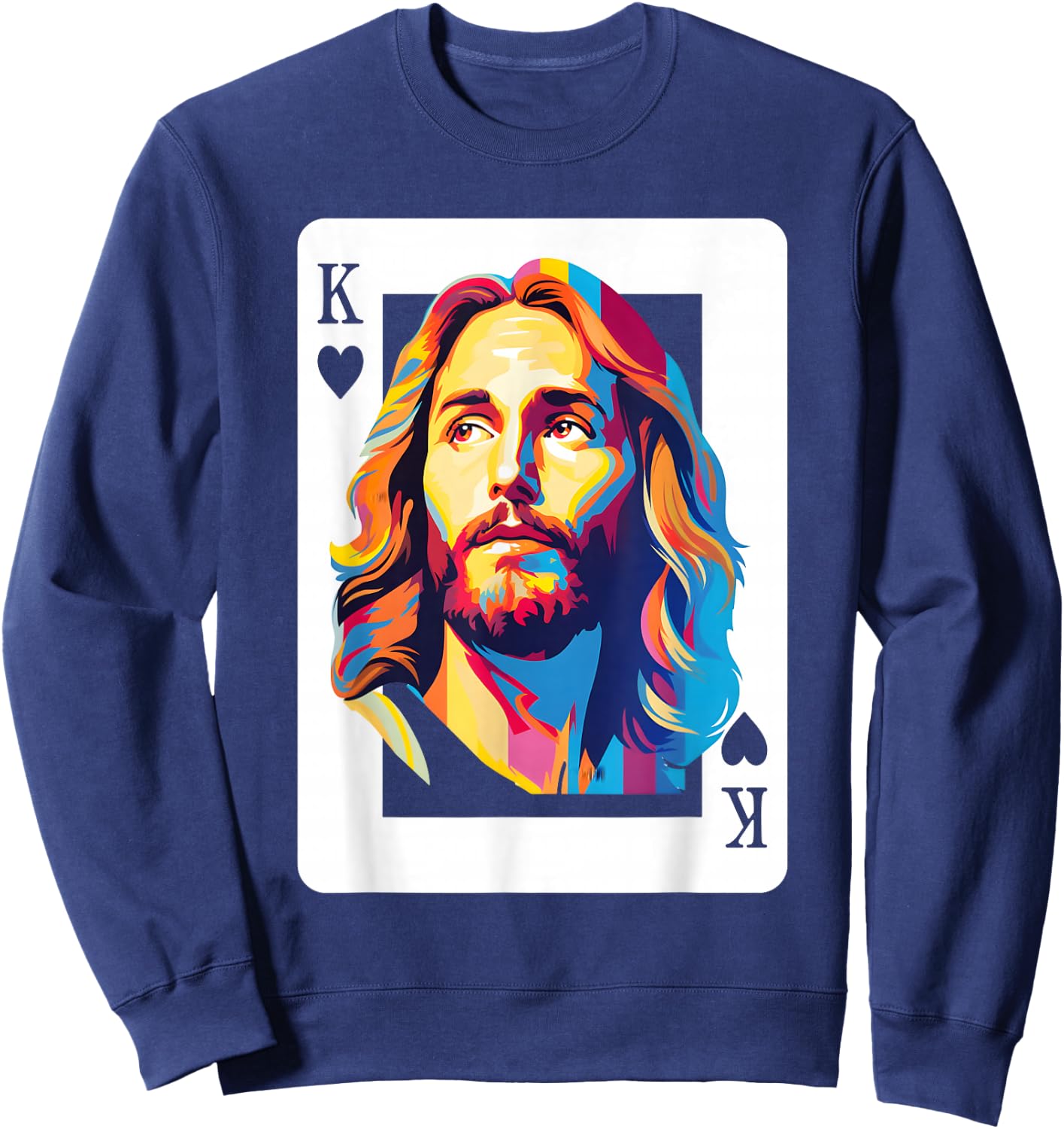 Jesus King Card Christian Women Sweatshirt - Sweatshirt | Navy