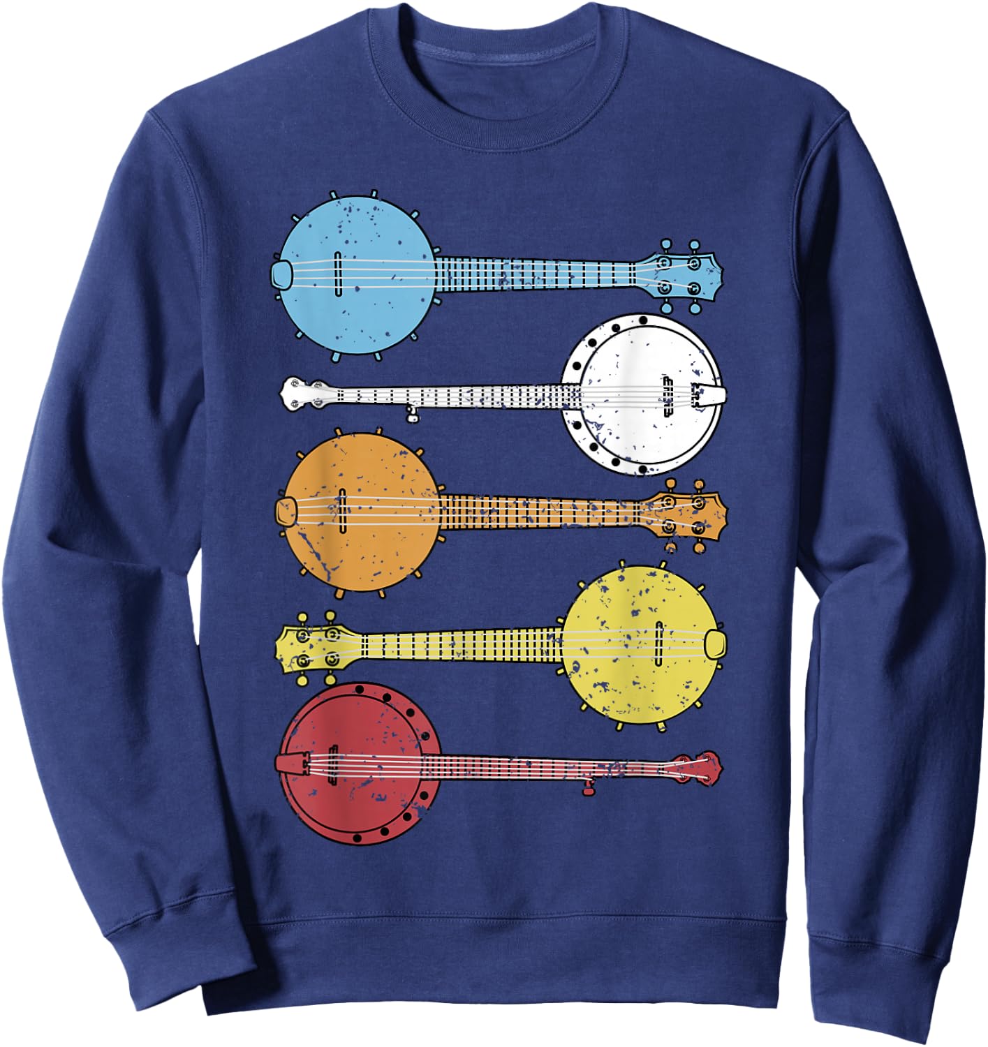 Vintage Banjo Shirt Retro Banjo Gift Country Music Bluegrass Sweatshirt - Sweatshirt | Navy