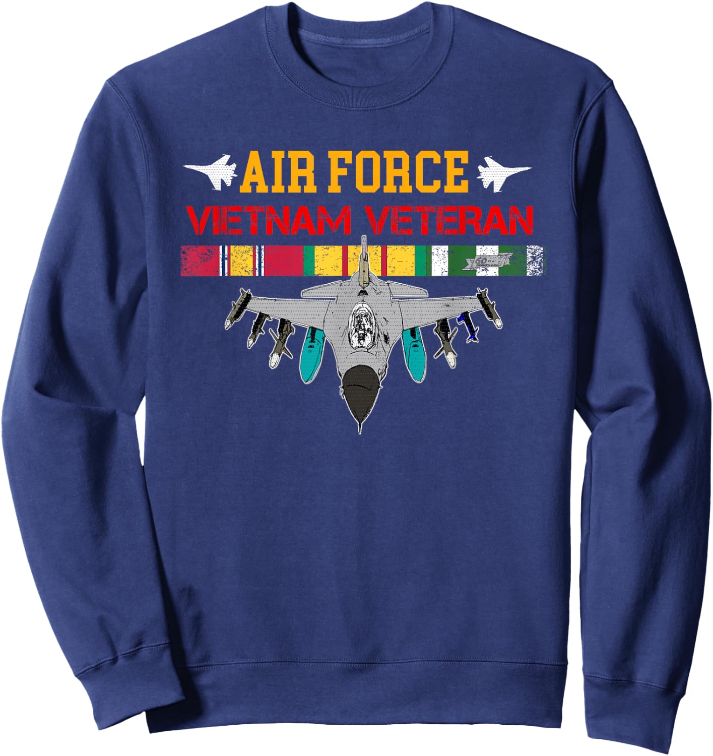 US Air Force Vietnam Veteran, USAF Veteran, USA Flag Sweatshirt - Sweatshirt | Navy