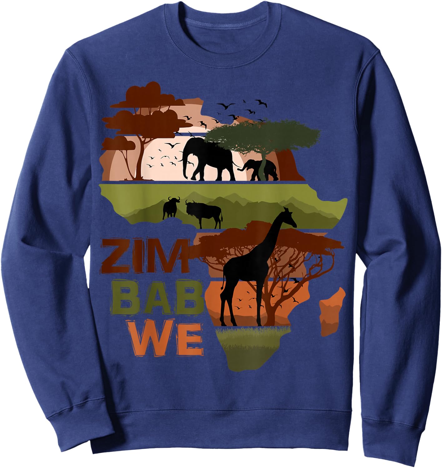 Zimbabwe Africa Sunset Continent Nature Wild Life Sweatshirt - Sweatshirt | Navy