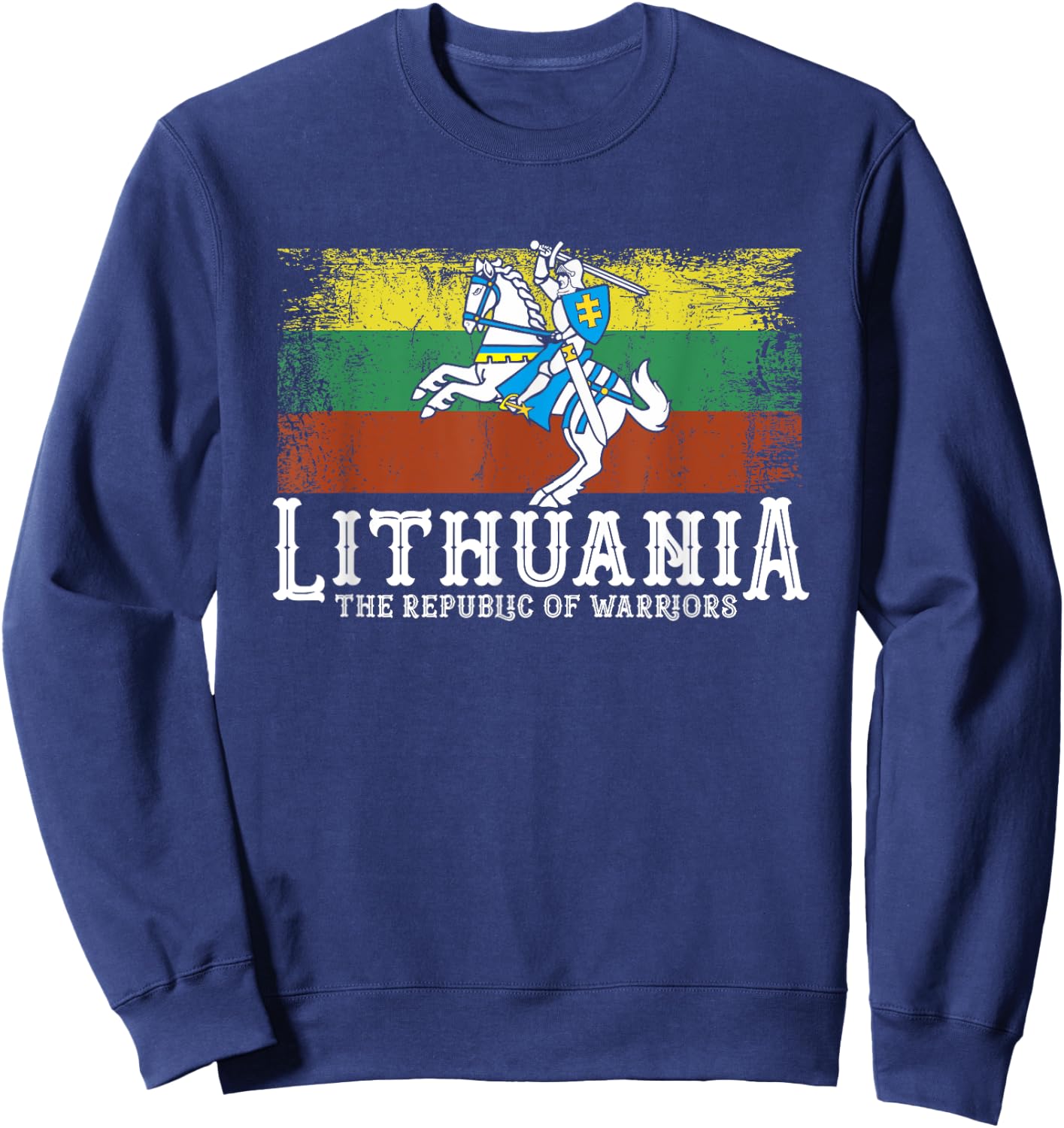 Lithuanian Flag White Knight Symbols Of Lithuania Patriotic Sweatshirt - Sweatshirt | Navy