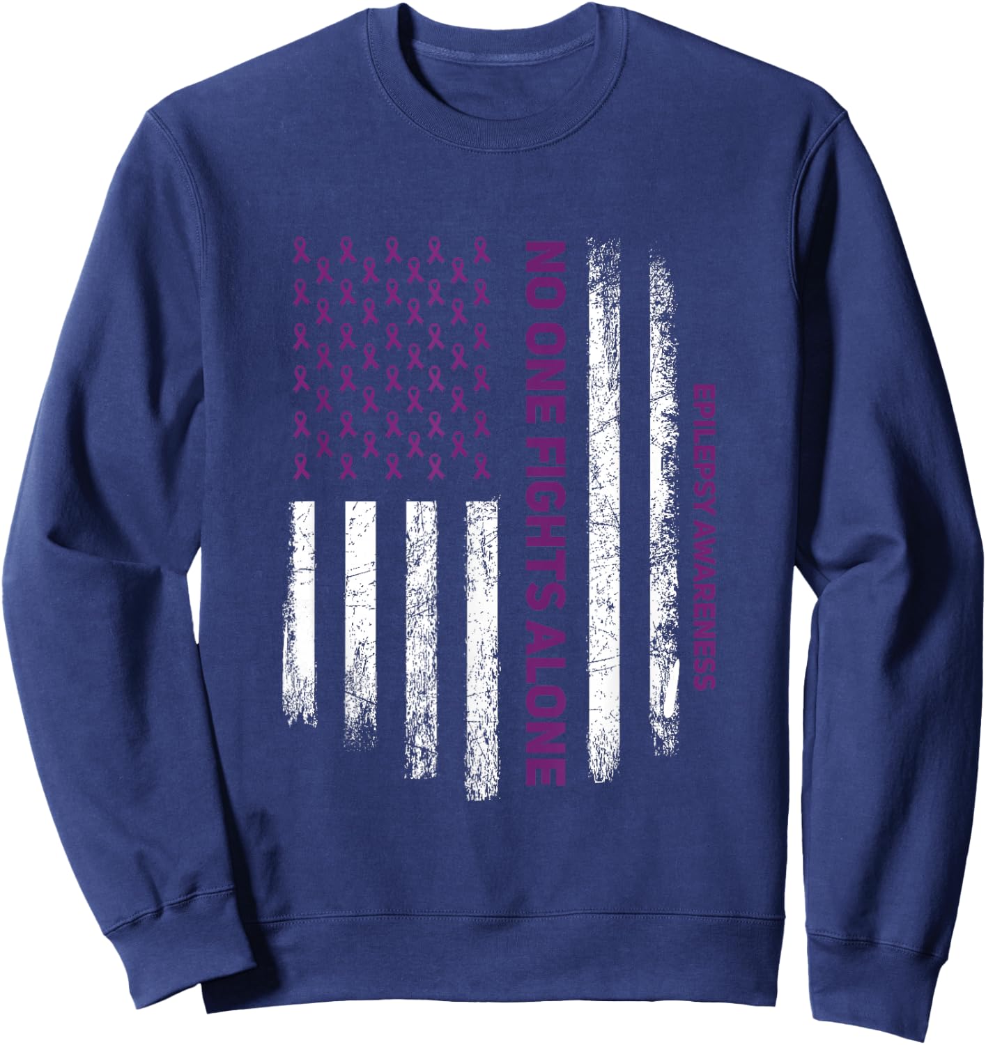 for Purple Ribbon Warrior & Supporters - Epilepsy Awareness Small Sweatshirt - Sweatshirt | Navy