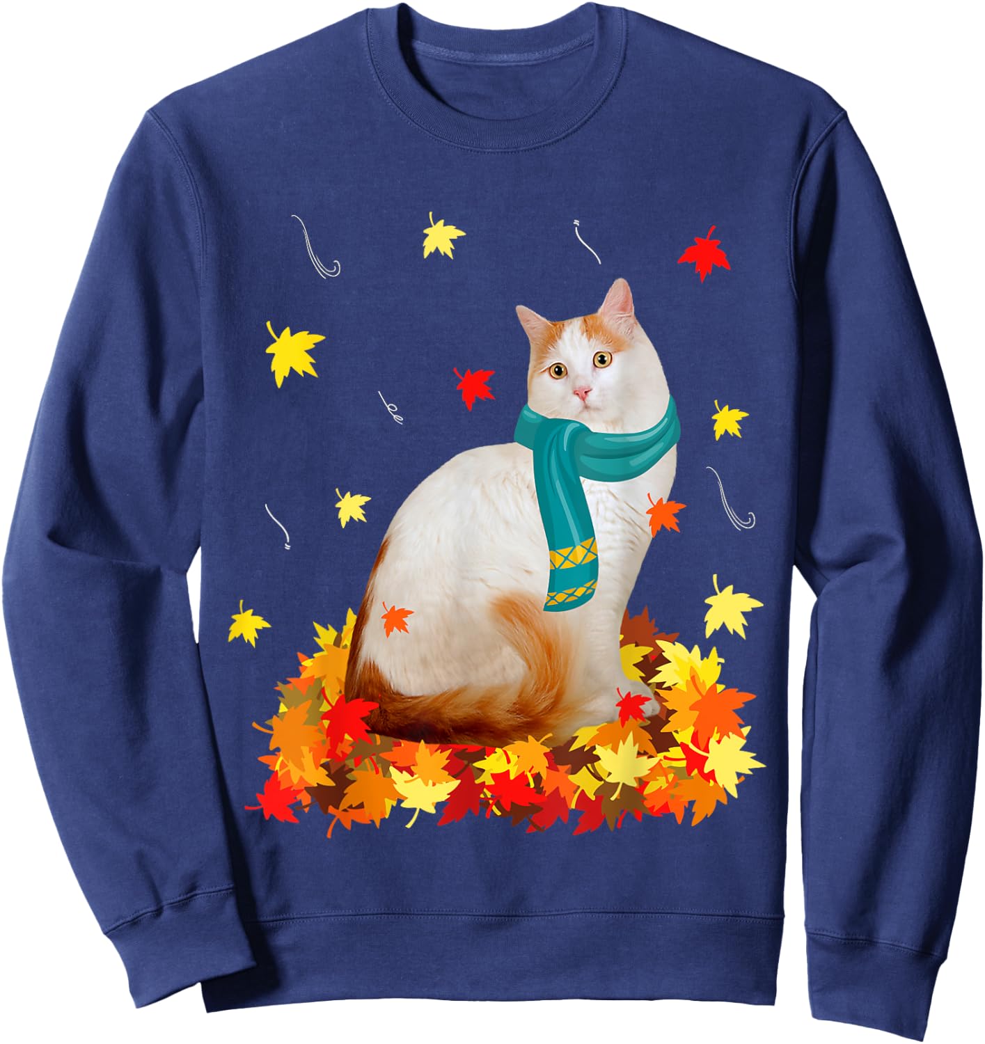 Fun Turkish Van Thanksgiving Autumn Cat Kitten Lover Sweatshirt - Sweatshirt | Navy
