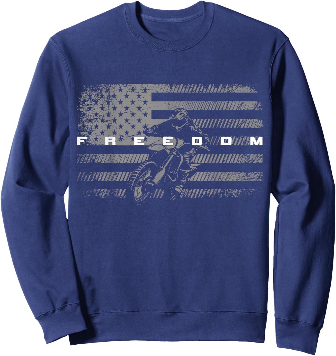 American Flag Dirt Bike Motocross Sweatshirt - Sweatshirt | Navy