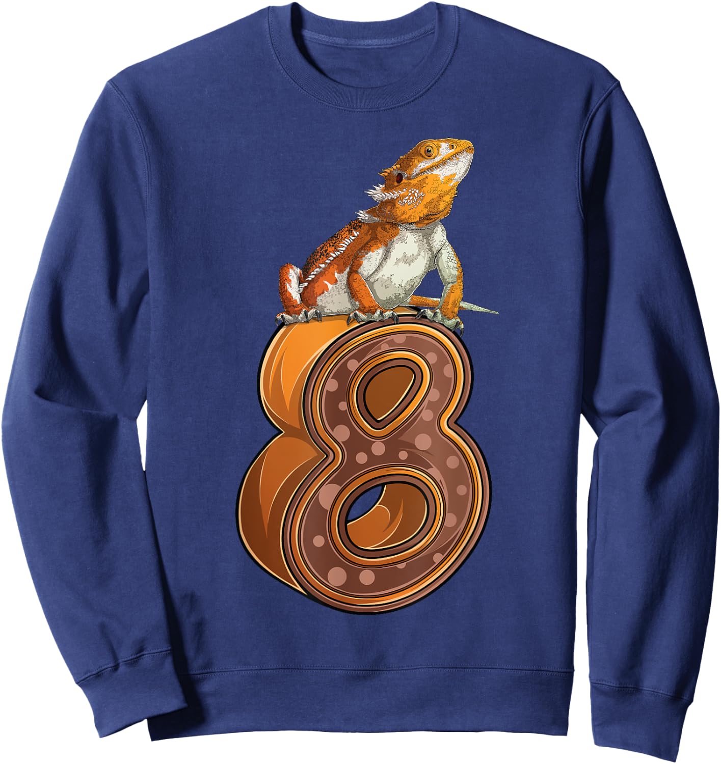 8 Year Old Bearded dragon Reptile 8th Birthday Party B-day Sweatshirt - Sweatshirt | Navy