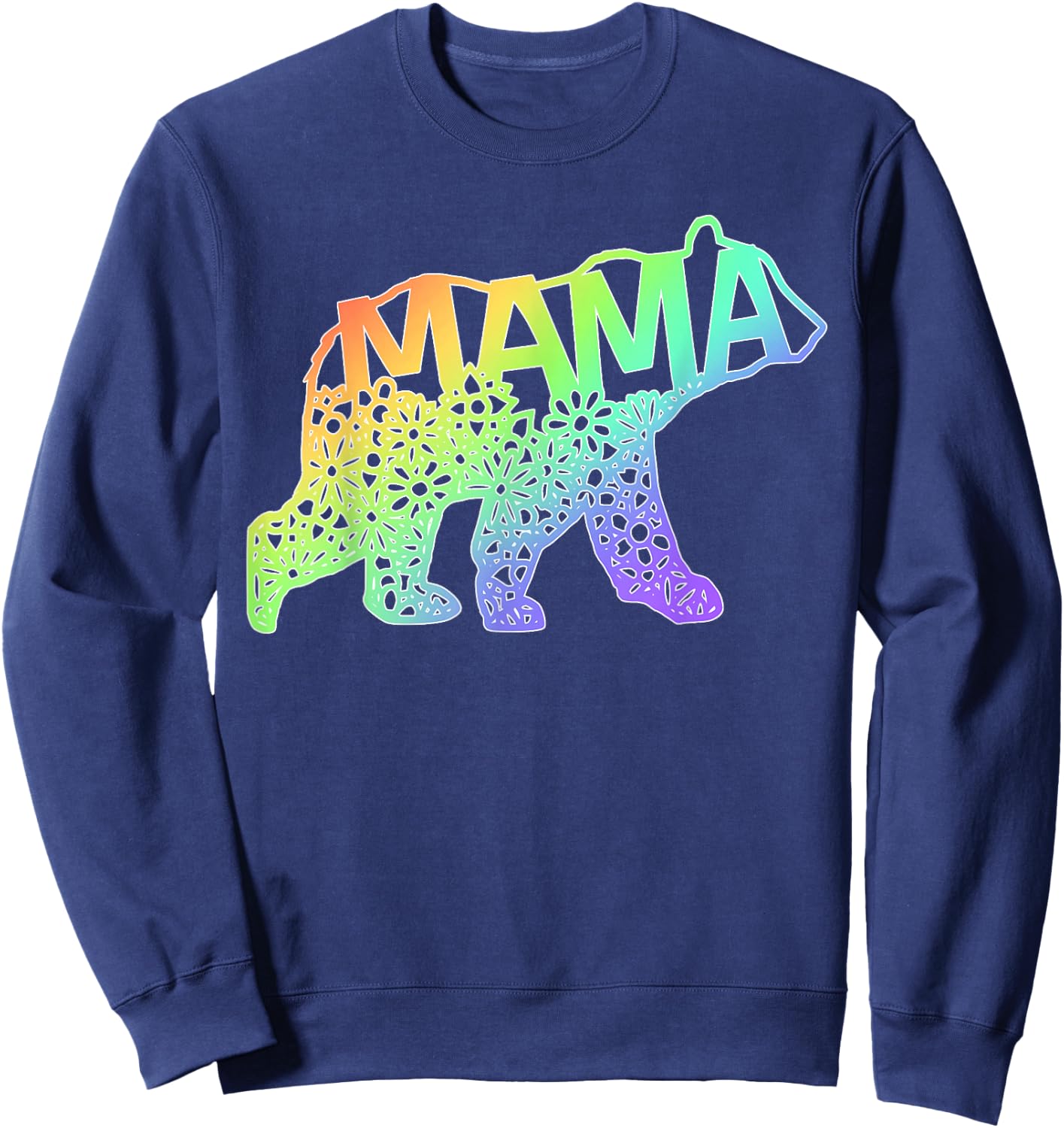 Mum Bear Tie Dye Rainbow Purple Blue Pink Yellow Gift Sweatshirt - Sweatshirt | Navy