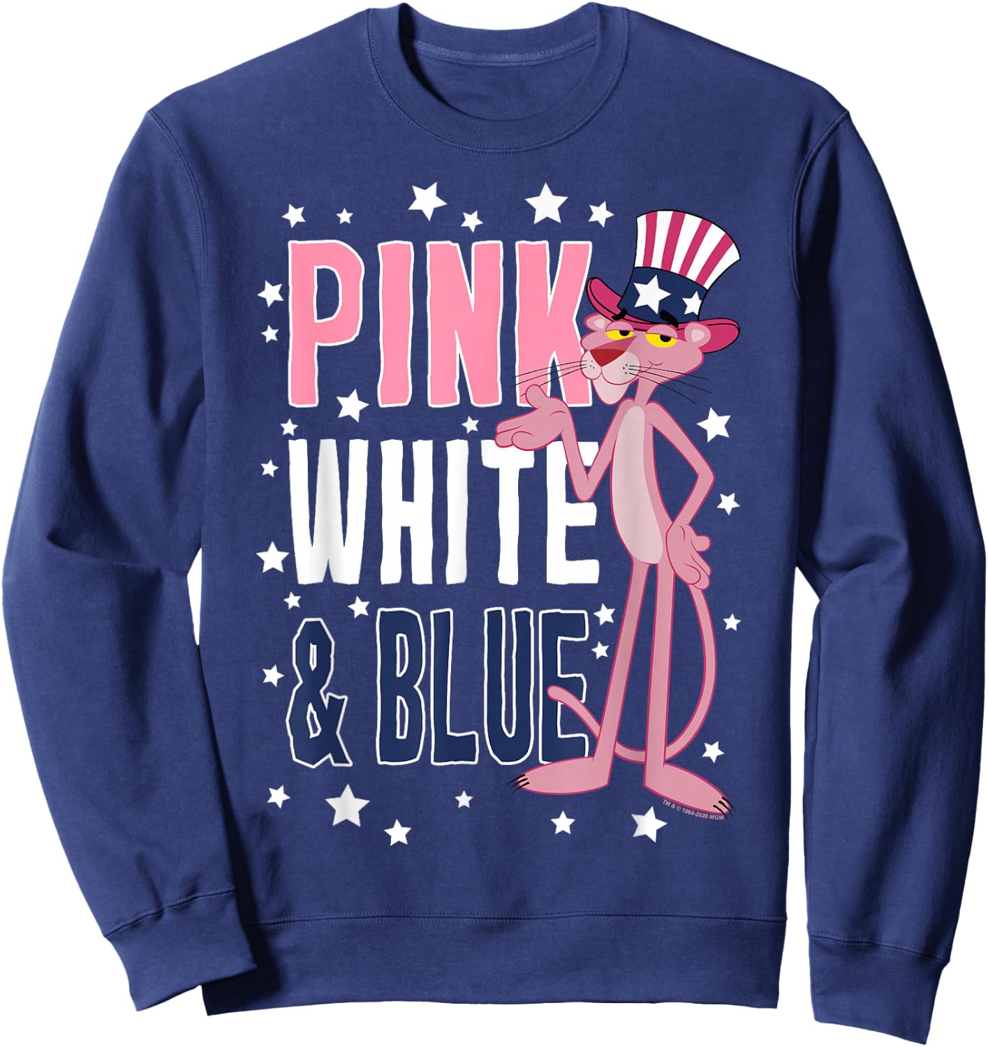 The Pink Panther Pink White & Blue Sweatshirt - Sweatshirt | Navy