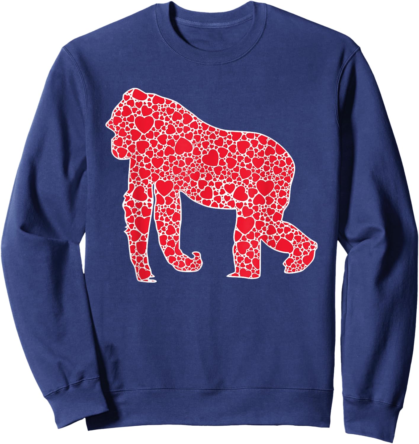Gorilla Hearts Valentine's Day Ape Animal Lover Girl Gift Sweatshirt - Sweatshirt | Navy