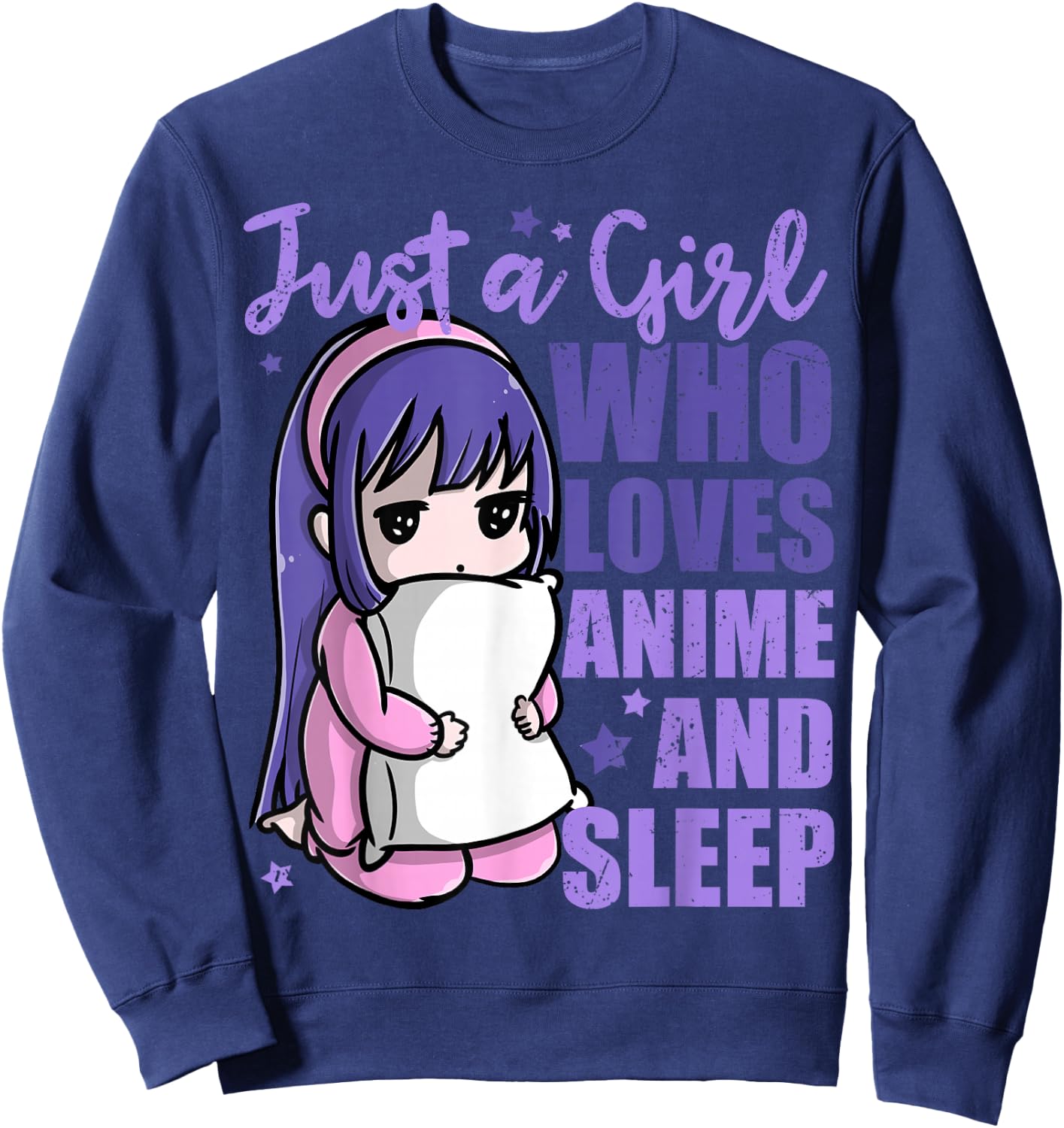 Just A Girl Who Loves Anime and Sleep Pajama PJ Sweatshirt - Sweatshirt | Navy