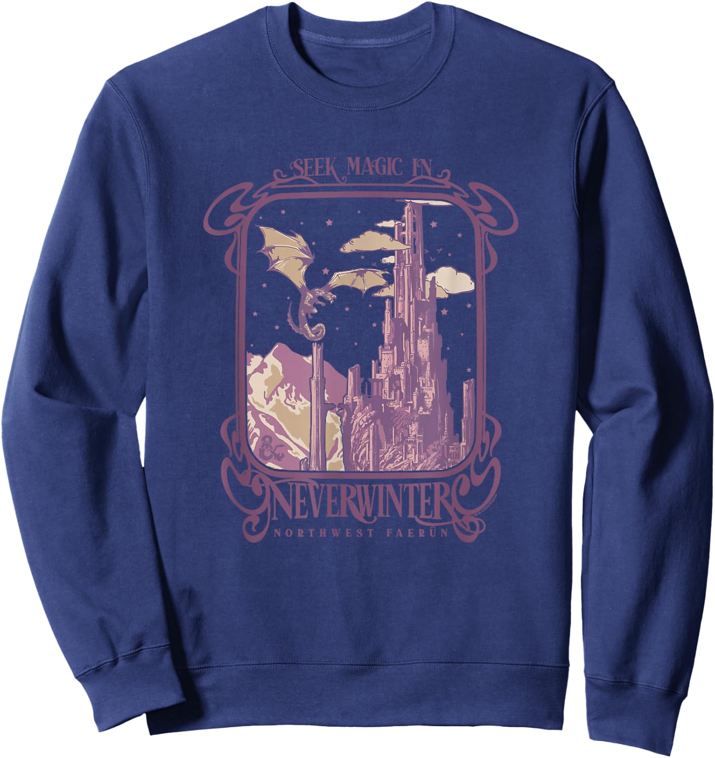 Dungeons & Dragons Seek Magic In Neverwinter Chest Poster Sweatshirt - Sweatshirt | Navy
