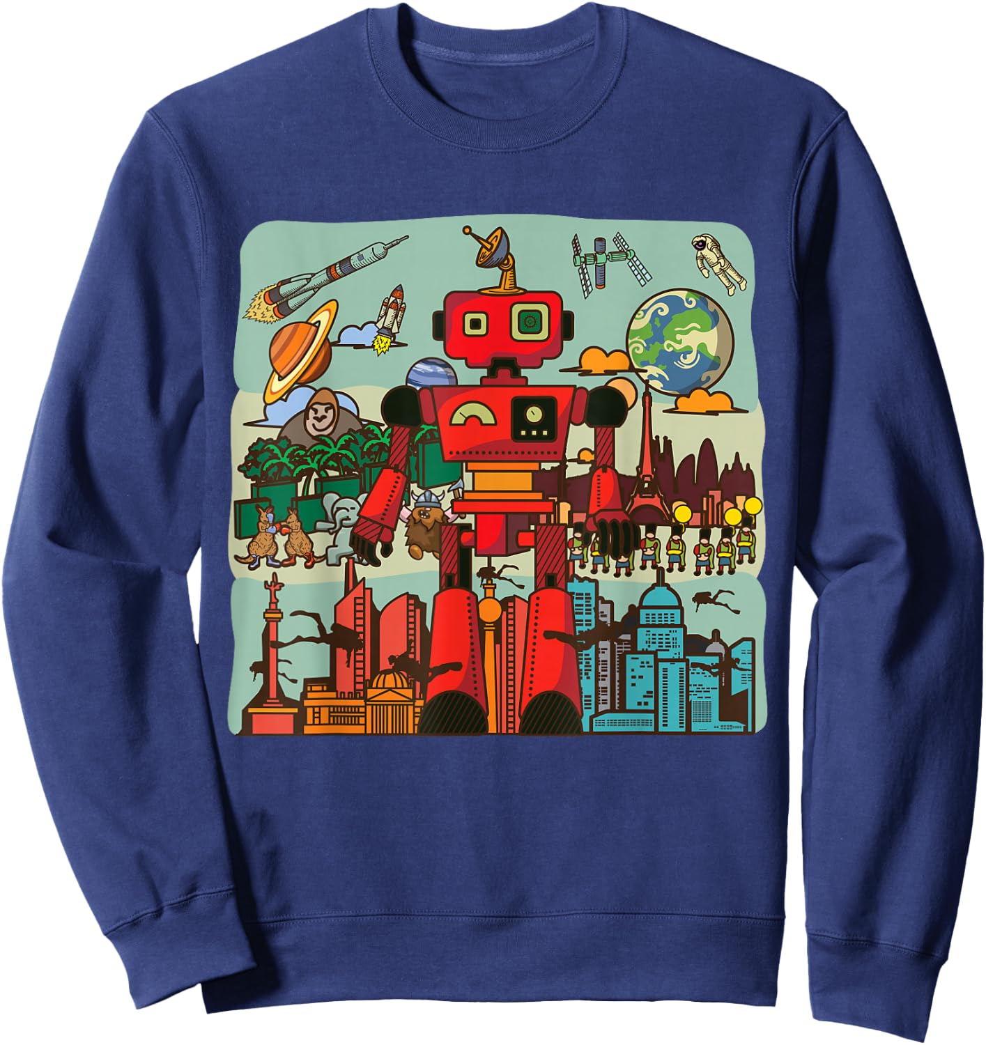 Retro Japanese Robotics Engineer Gift Funny Toy Robot Sweatshirt - Sweatshirt | Navy