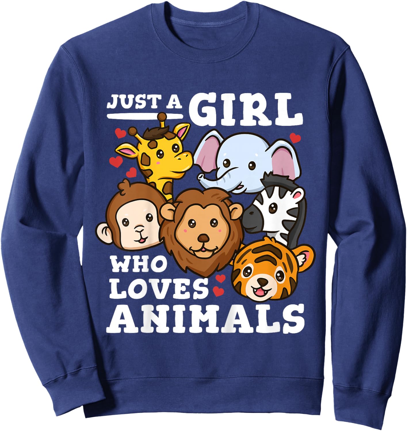 Kids Zoo Animals Elephant Giraffe Sweatshirt - Sweatshirt | Navy