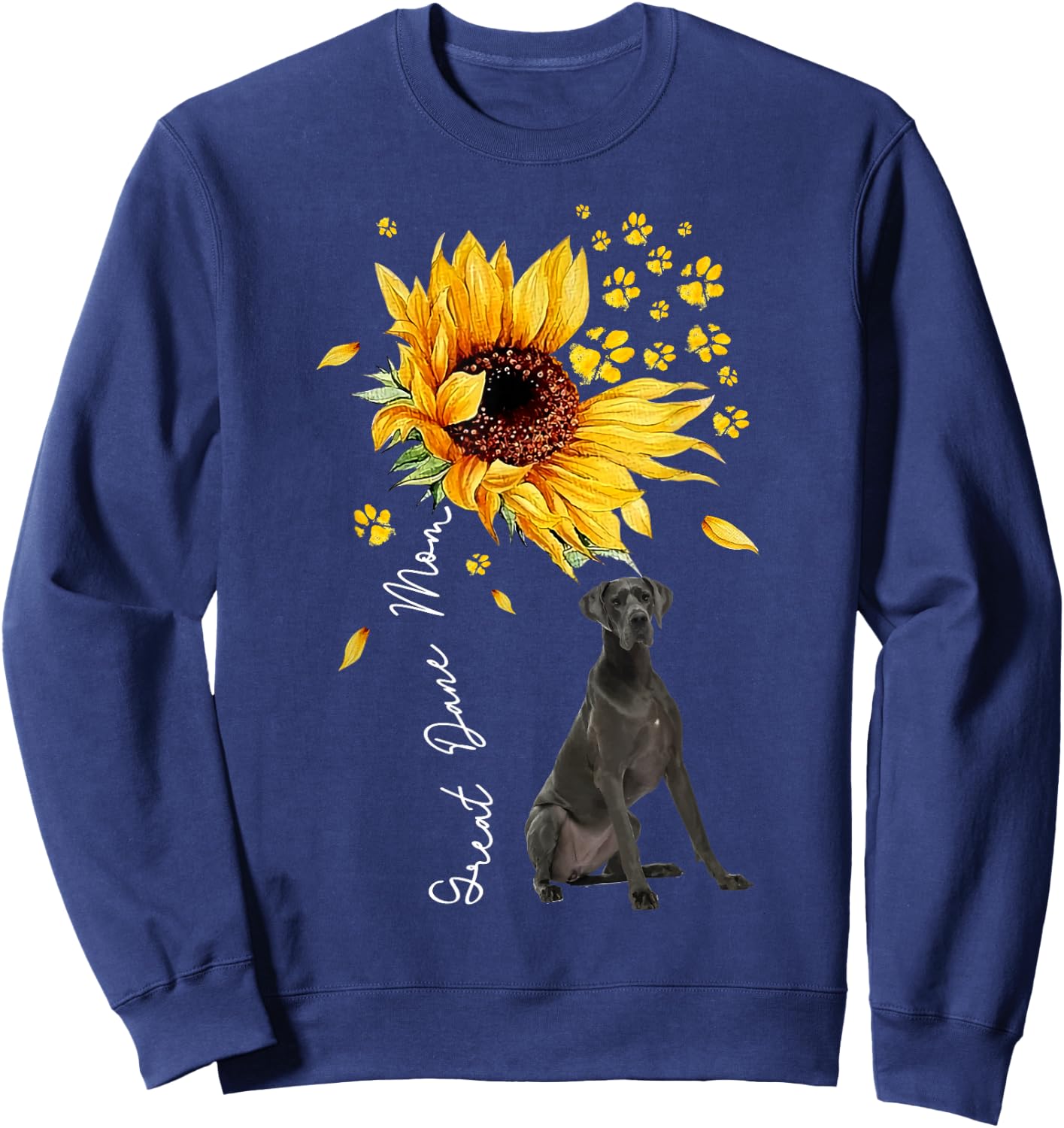 Sunflower Great Dane Mom Dog Lover Mother’s Day Sweatshirt - Sweatshirt | Navy