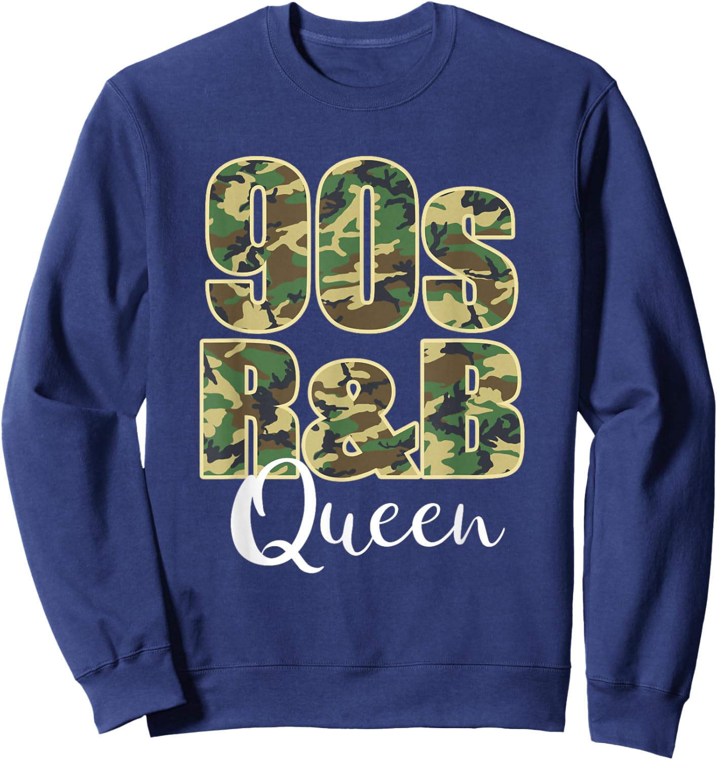 90s R&B Black or African American Camo Music Sweatshirt - Sweatshirt | Navy