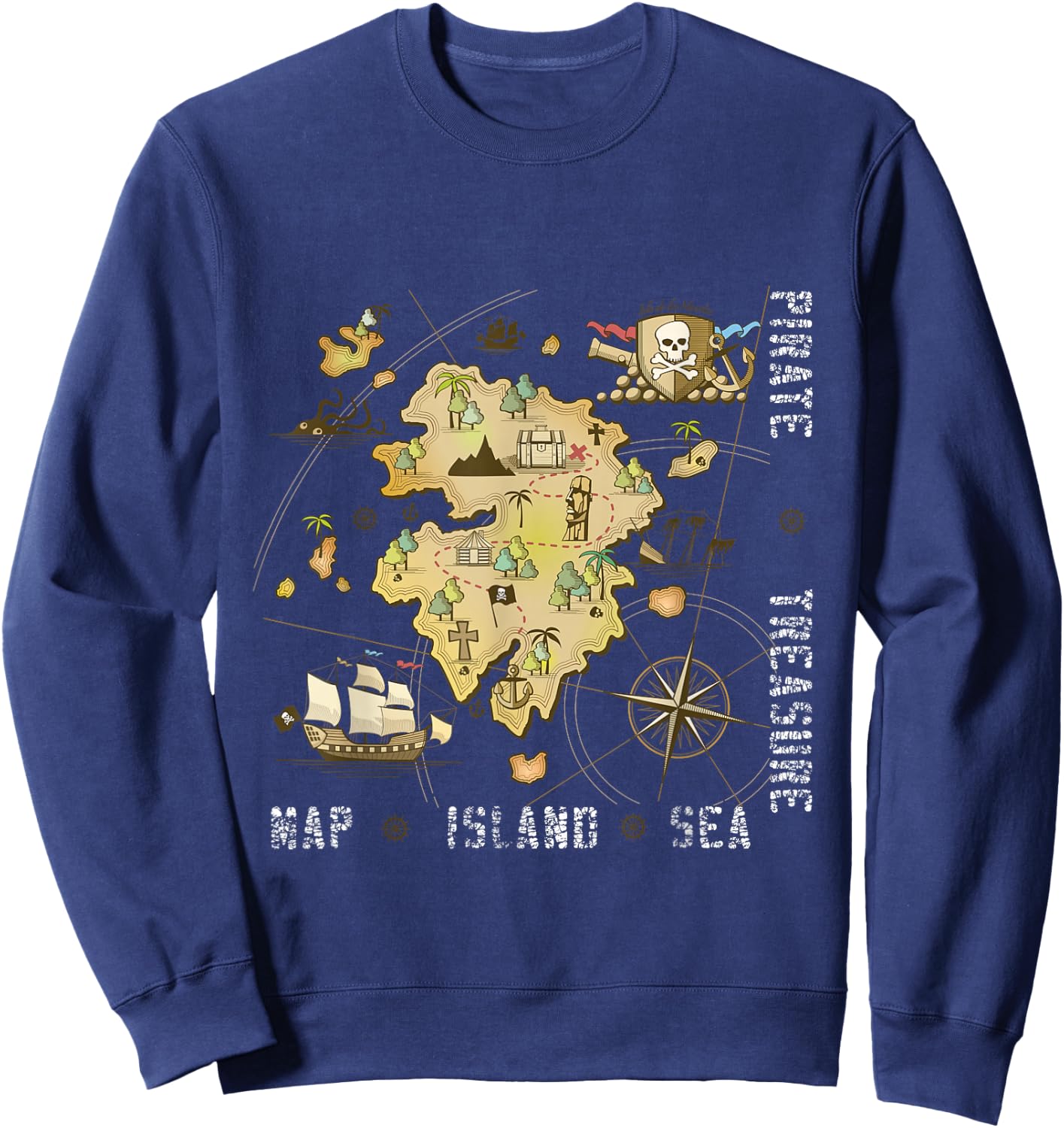 Pirate Treasure Sea Island Map Sweatshirt - Sweatshirt | Navy