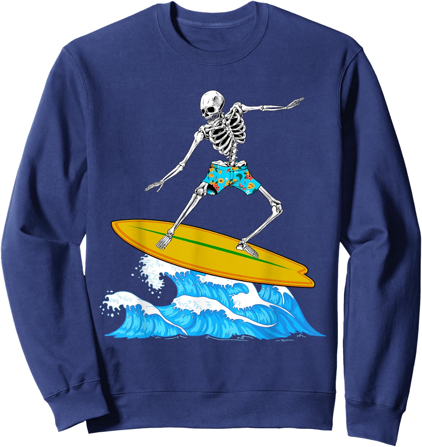 Cool Surfing Women Skeleton Surfer Surfboard Lovers Sweatshirt - Sweatshirt | Navy