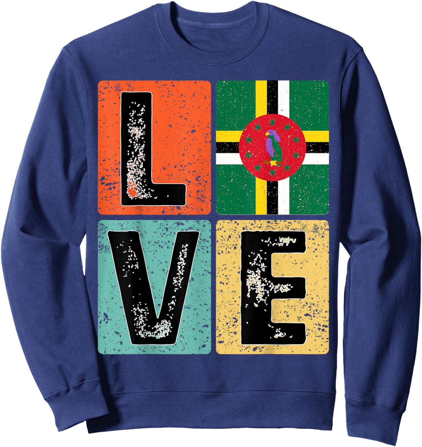 Vintage Retro I Love Dominica Flag for Dominican Pride Gift Sweatshirt - Sweatshirt | Navy