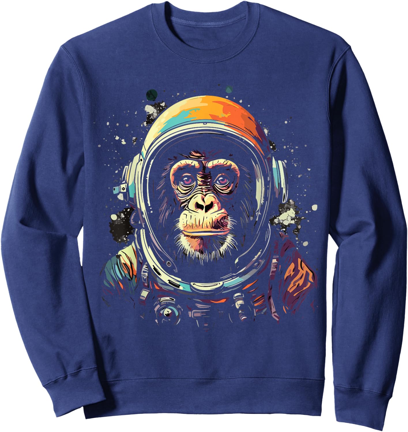 Astronaut Monkey Vintage Space Cosmonaut Graphic Travel Sweatshirt - Sweatshirt | Navy