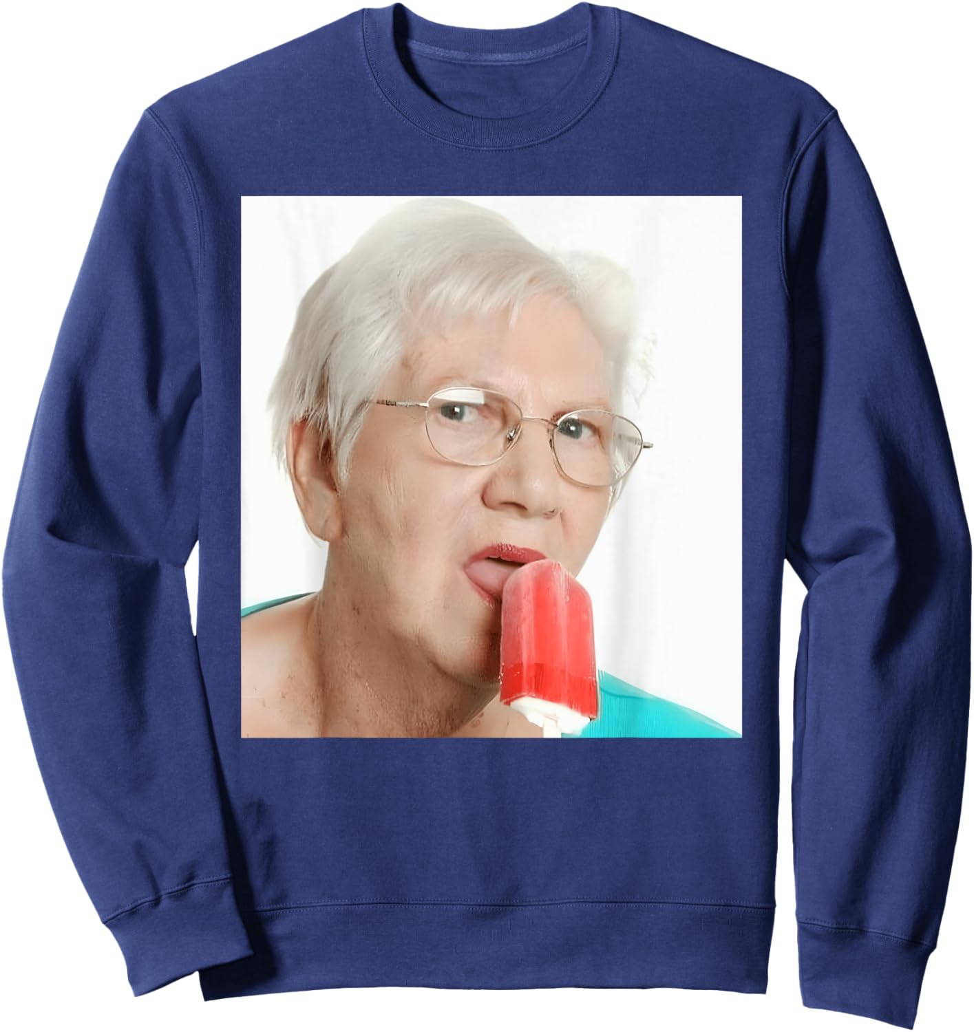 Grandma Just Lick It. Grandma Licks Ice Cream Meme Ice Lovers Summer Sweatshirt - Sweatshirt | Navy