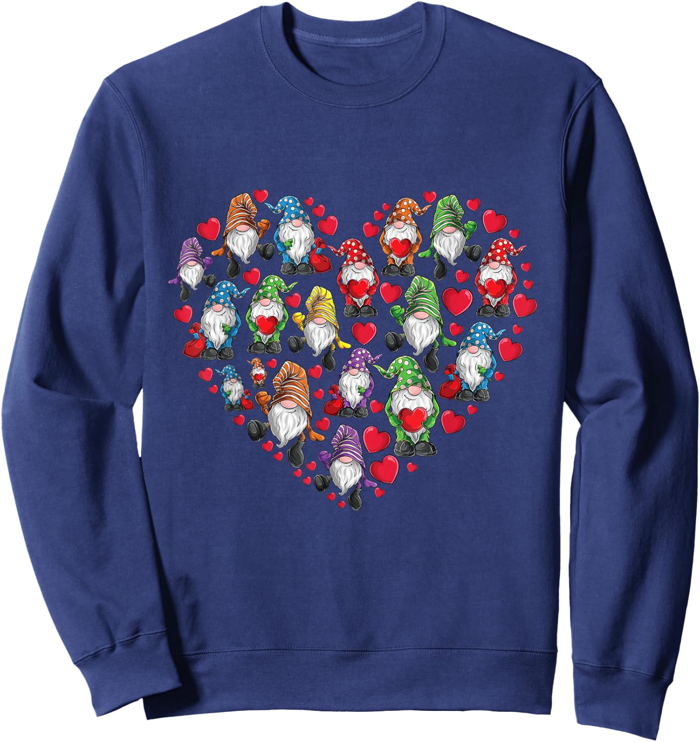 Gnomes Heart Love Gnome Lover Gift Men Women Kids Girls Boys Sweatshirt - Sweatshirt | Navy