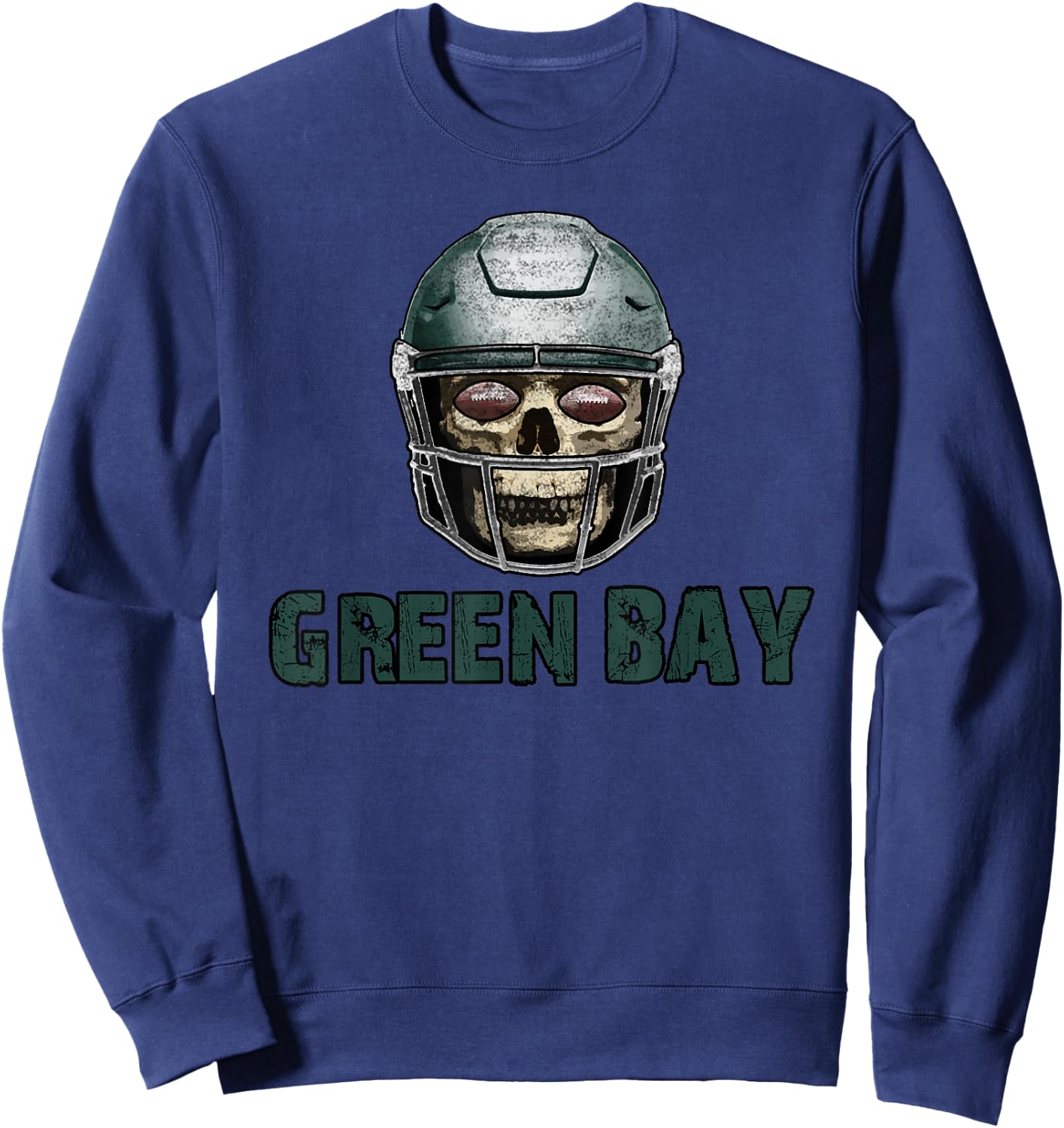 Green Bay Football Skull in Helmet Sweatshirt - Sweatshirt | Navy