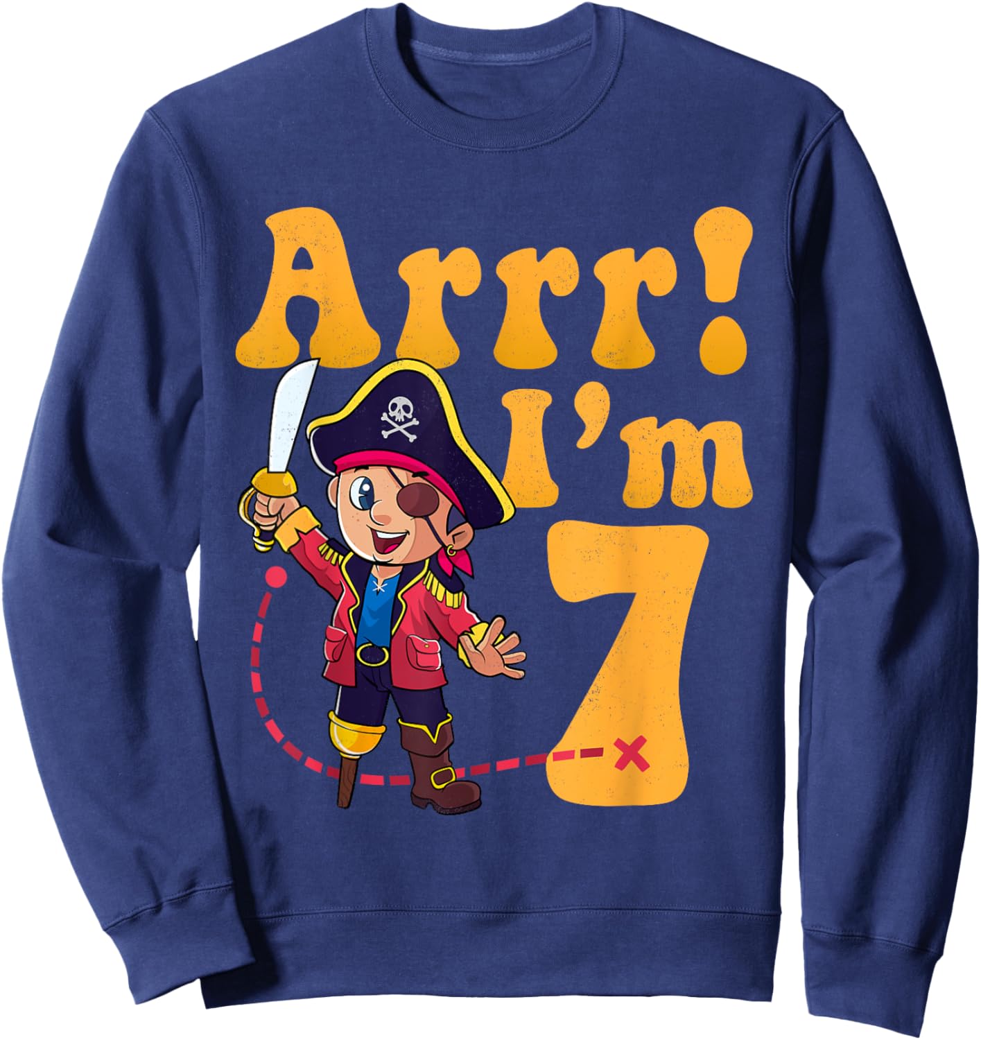 Kids 7th Pirate Birthday Party Arrr I'm 7 Seven Years Old Sweatshirt - Sweatshirt | Navy