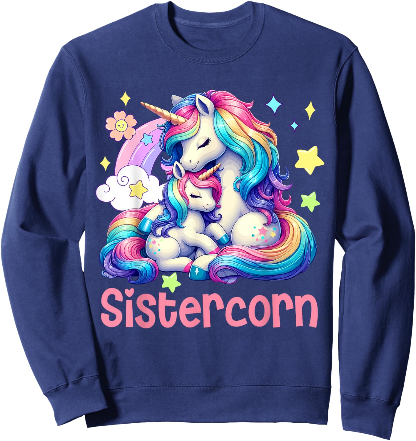 Sistercorn Mother's Day Sister Costume Unicorns Lover Family Sweatshirt - Sweatshirt | Navy