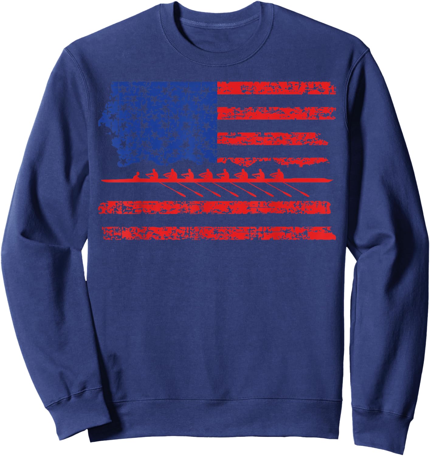 Crew Rowing Boat Oars Us American Flag Sweatshirt - Sweatshirt | Navy