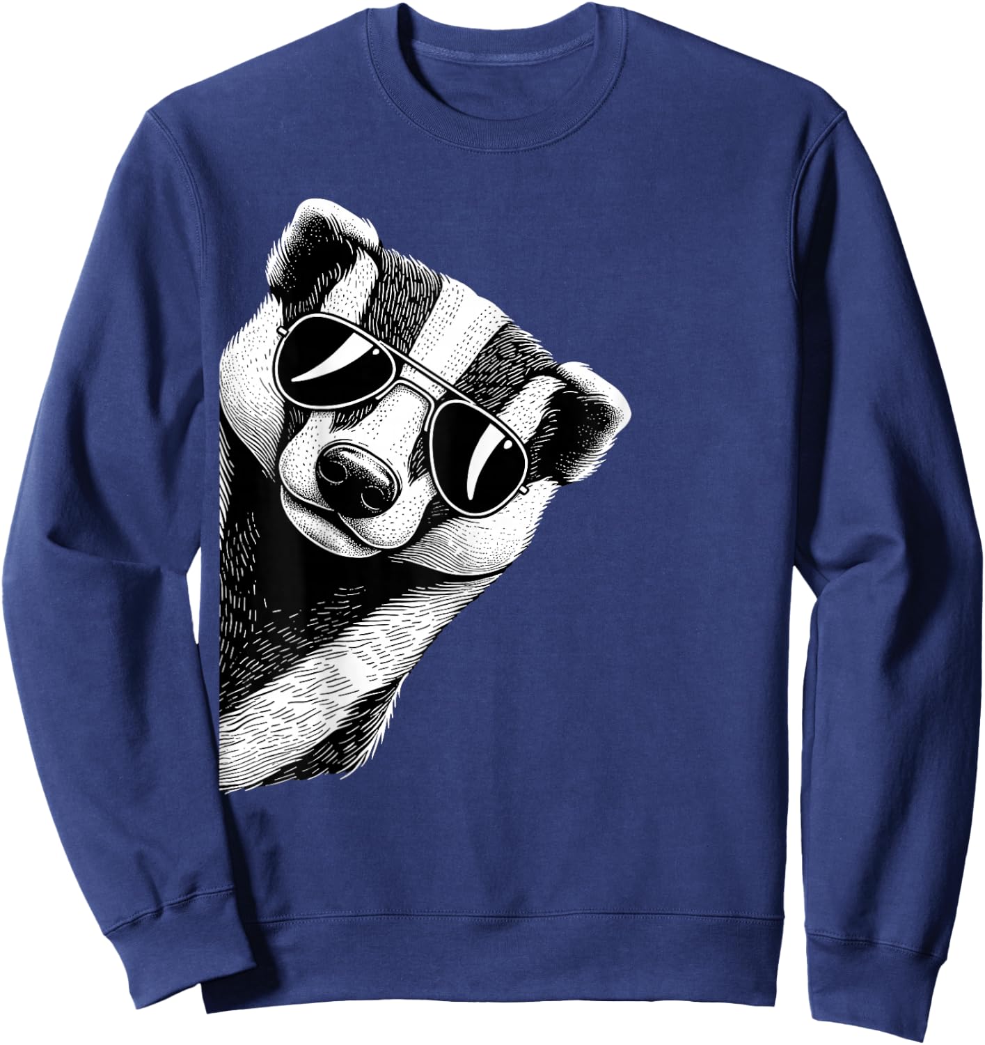 Funny Honey Badger Art Wearing Sunglasses Sweatshirt - Sweatshirt | Navy