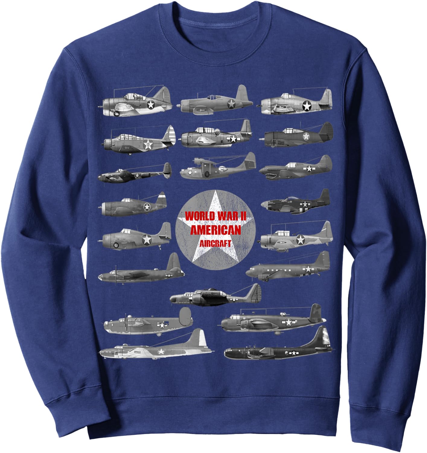 WW2 Planes Warbirds Plane Spotting American Sweatshirt - Sweatshirt | Navy
