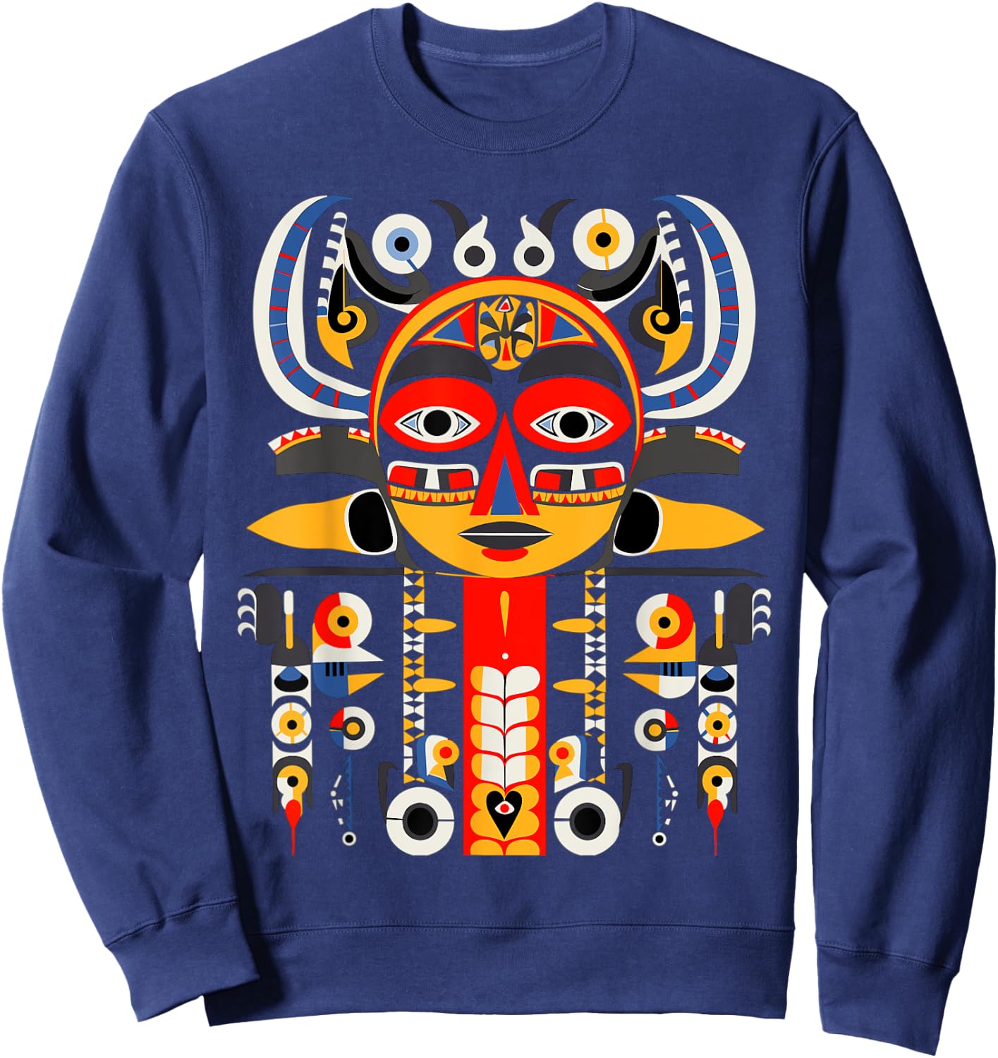 Totem Pole in Pacific Northwest Coastal Art Style Sweatshirt - Sweatshirt | Navy