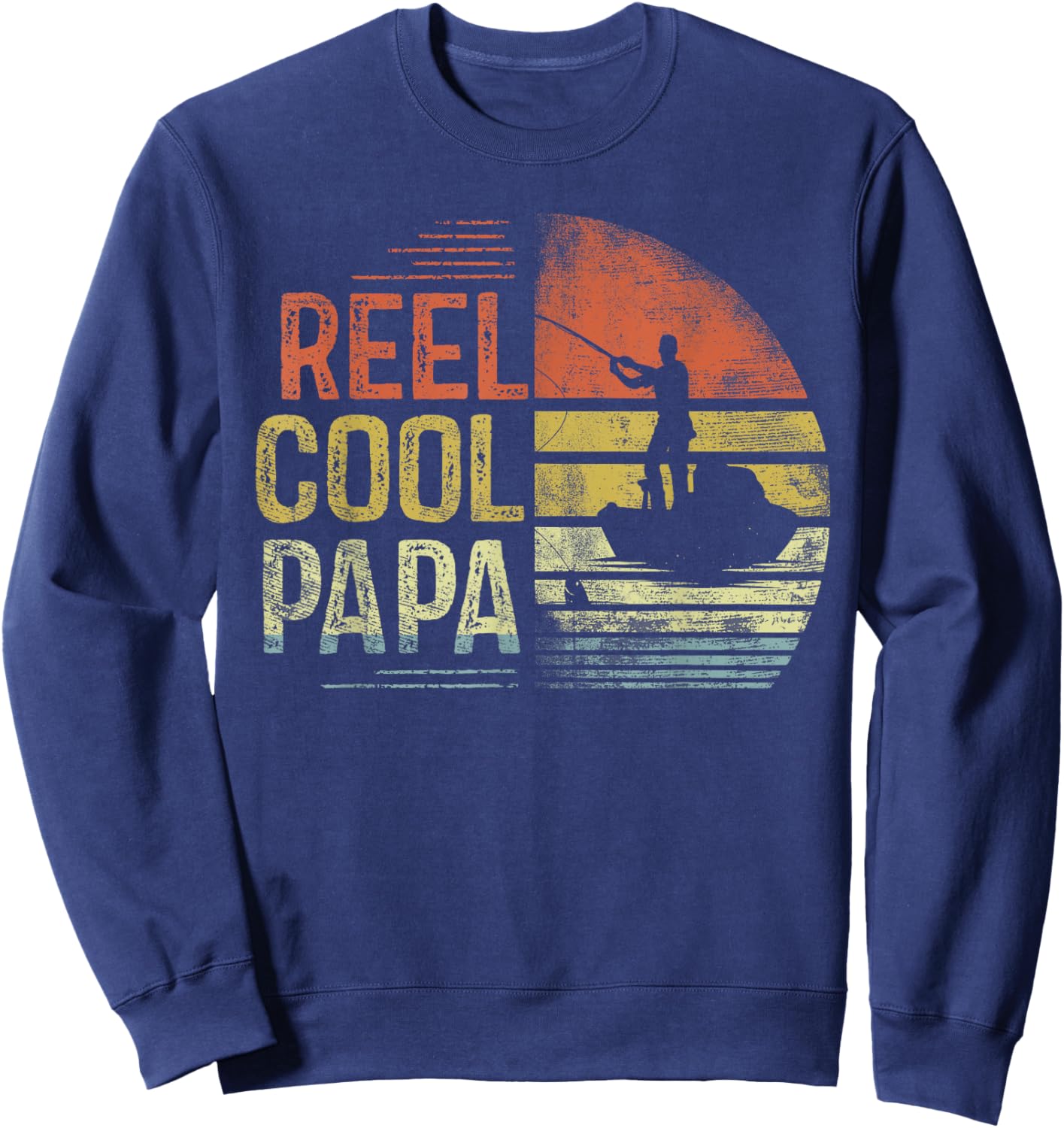 Reel Cool Papa Fishing Gifts Papa Birthday Vintage Sweatshirt - Sweatshirt | Navy