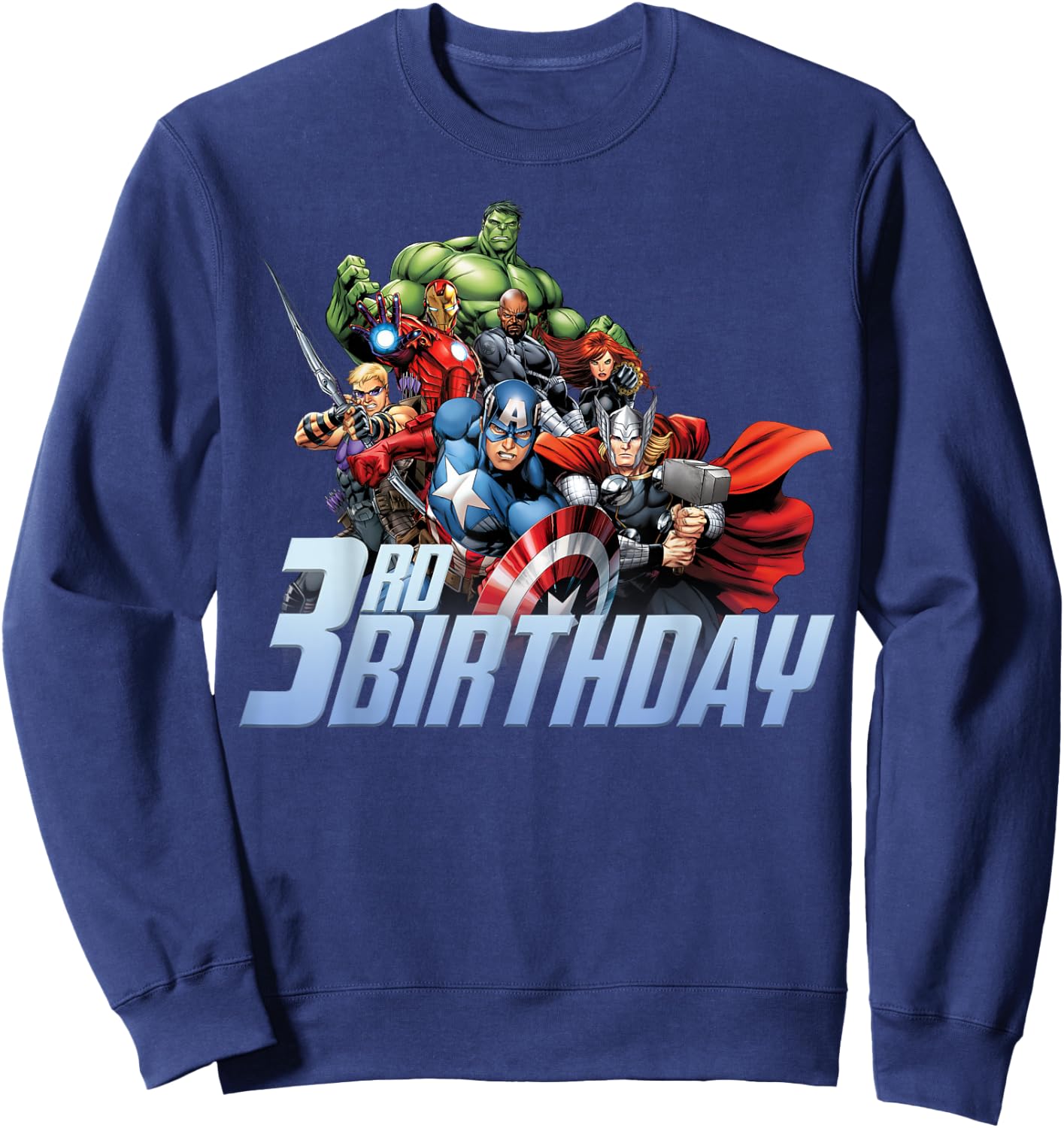 Marvel Avengers Action Shot 3rd Birthday Small Sweatshirt - Sweatshirt | Navy