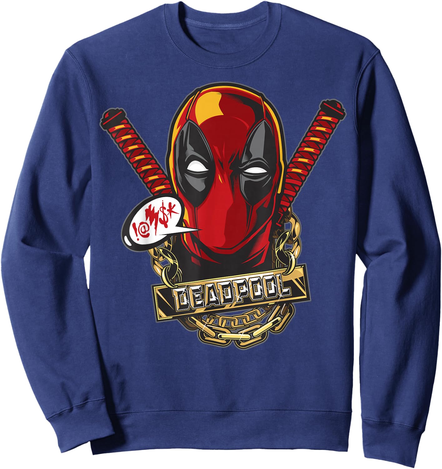 Marvel Deadpool Gold Plated Portrait Sweatshirt - Sweatshirt | Navy