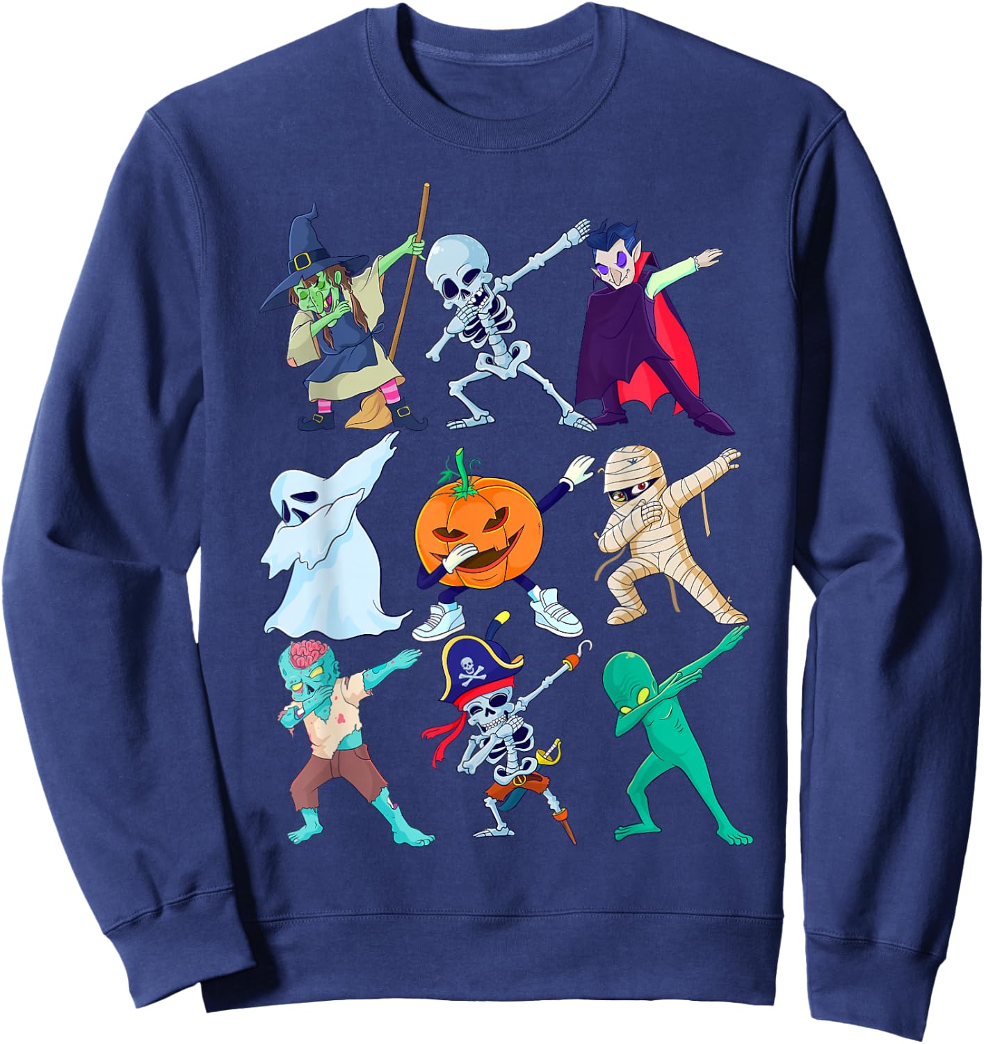 Dabbing Halloween Boys Skeleton Toddler Kids Scary Pumpkin Sweatshirt - Sweatshirt | Navy