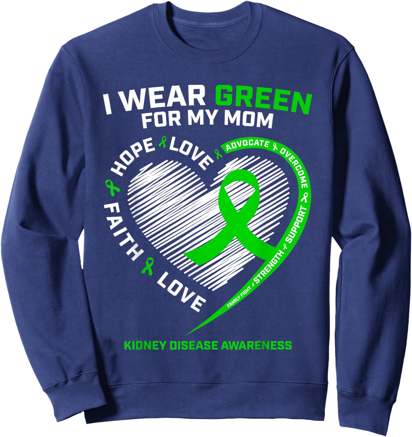 Warrior Fighter Women Men Gifts Mom Kidney Disease Awareness Sweatshirt - Sweatshirt | Navy