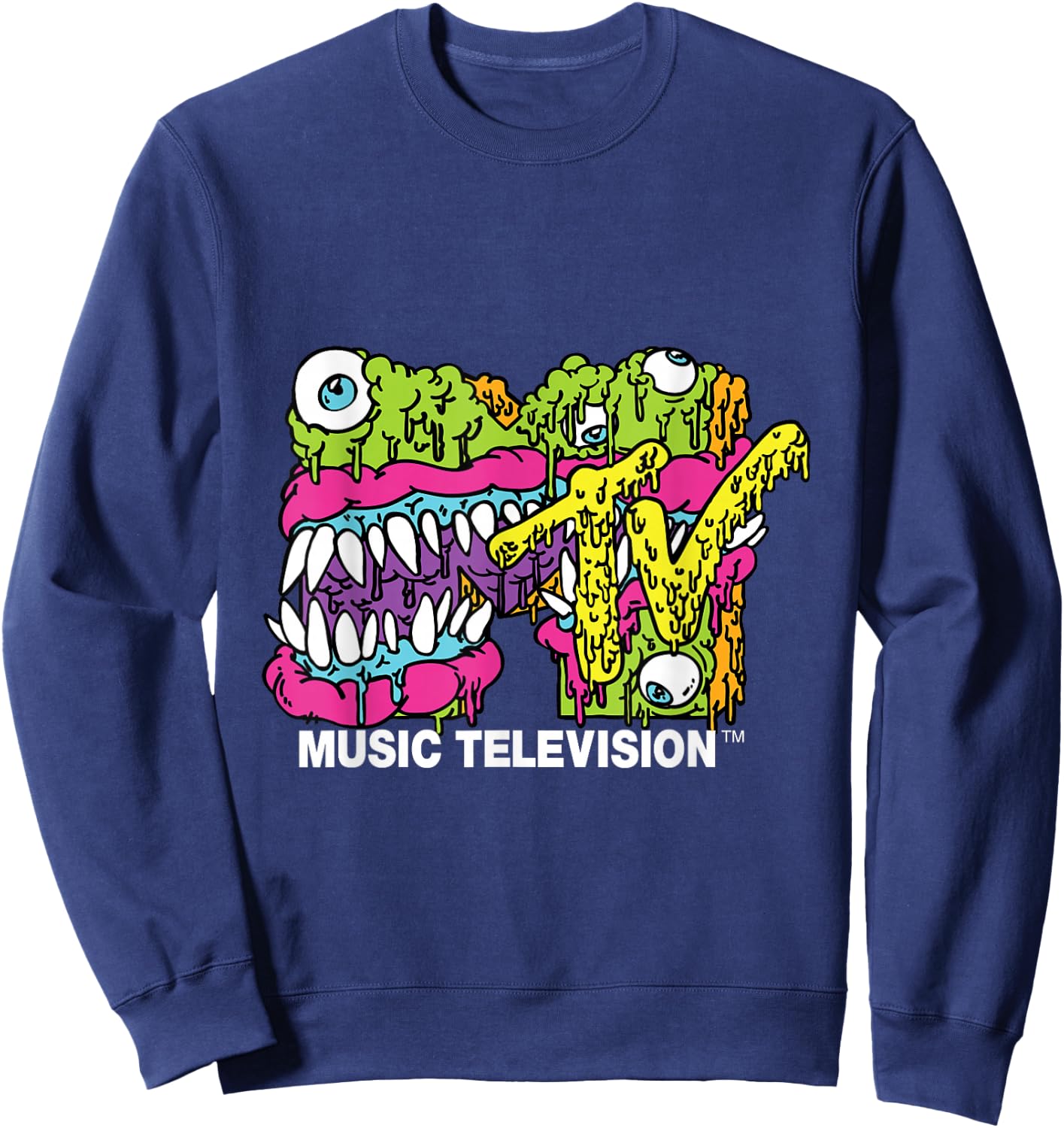 MTV Classic Logo Monster Design Sweatshirt - Sweatshirt | Navy