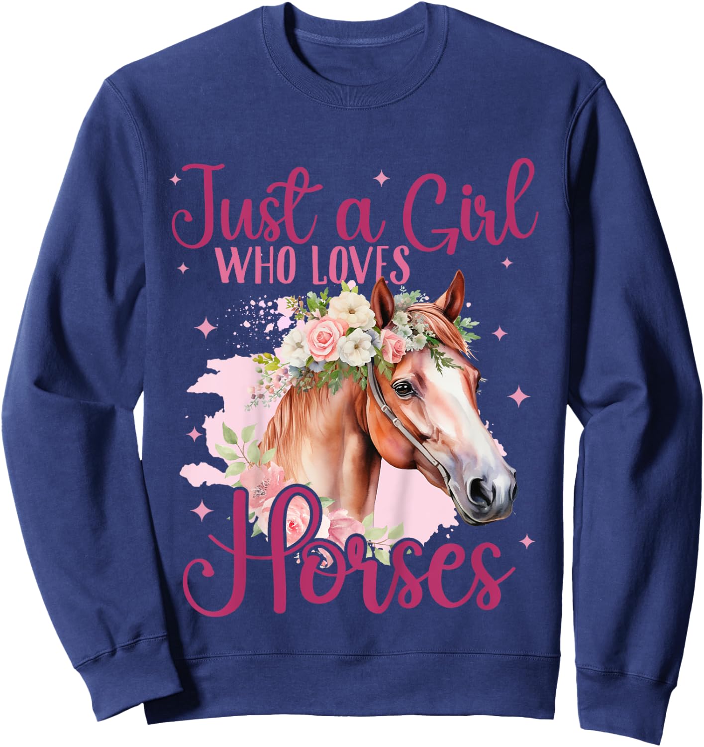 Kids Just a girl who loves Horses Riding Horse Lover Horse Girl Sweatshirt - Sweatshirt | Navy