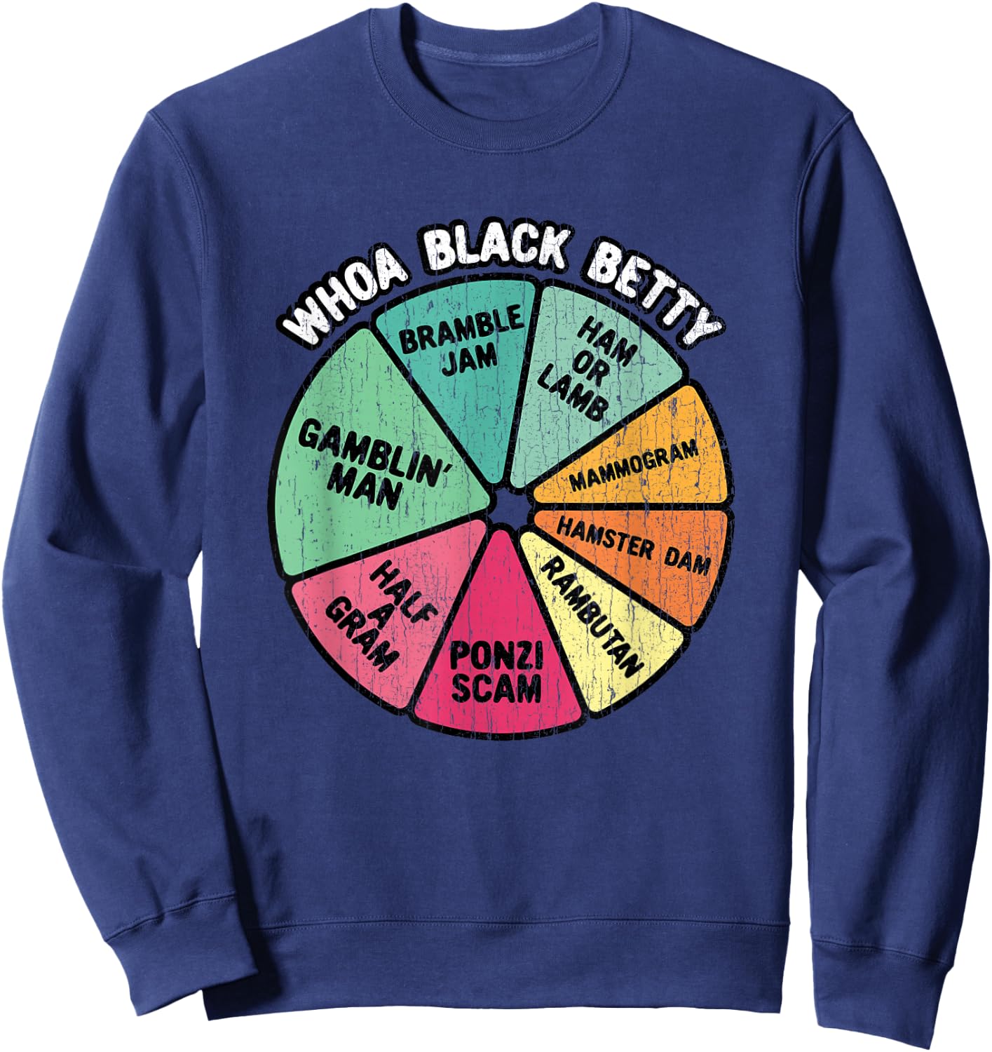 Whoa Black Betty - Funny 70's Classic Rock Music Pie Chart Sweatshirt - Sweatshirt | Navy