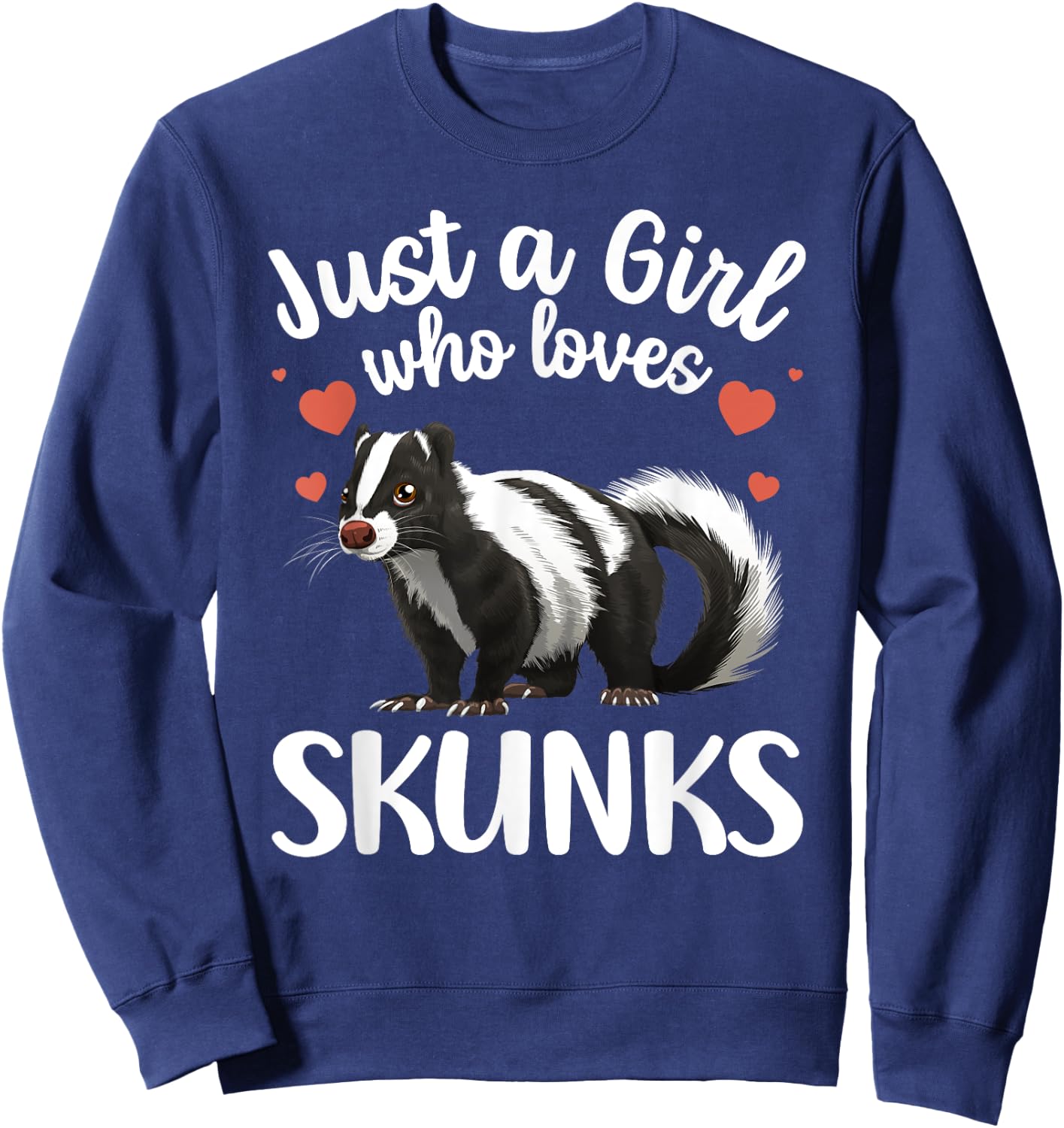 Cool Skunk Design Girls Kids Animal Skunk Lover Sweatshirt - Sweatshirt | Navy