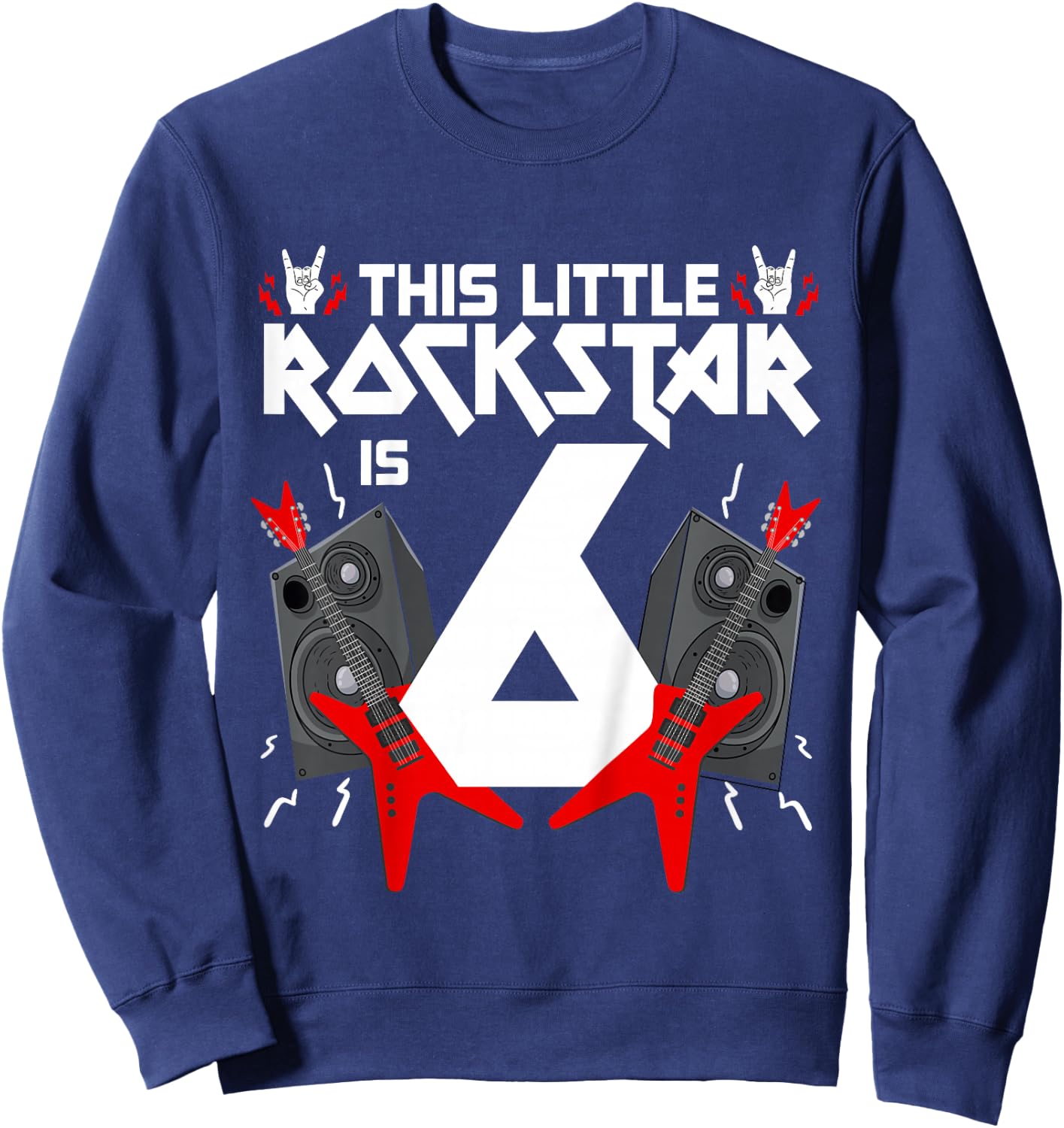 6 Year Old Rock And Roll Star Birthday Party Guitar 6th Gift Sweatshirt - Sweatshirt | Navy